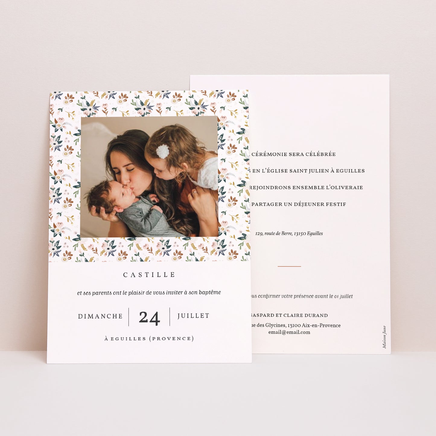Faire-part Baptême Portrait Liberty Kinfolk photo N° 1