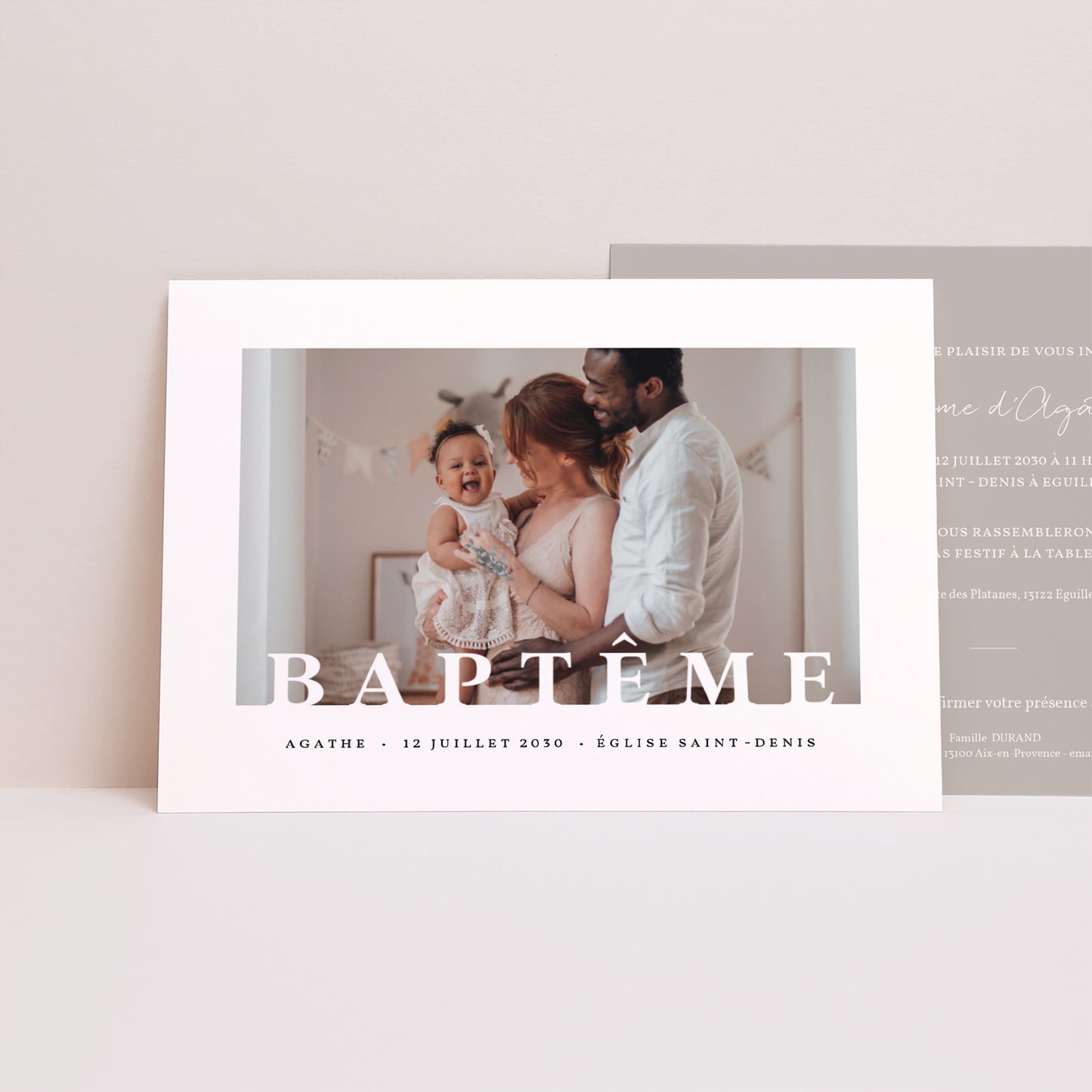 Faire-part Baptême Paysage graphique photo N° 1