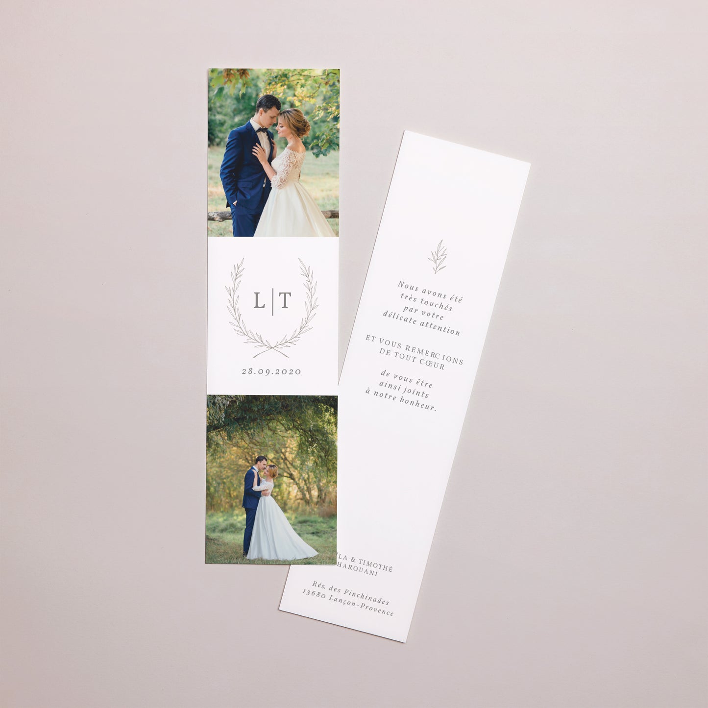 Remerciements Mariage Marque-page Kinfolk floral photo N° 1