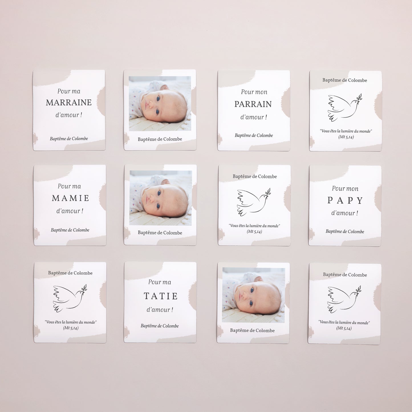 Remerciements Baptême Lot de 12, magnétique Artsy photo N° 1