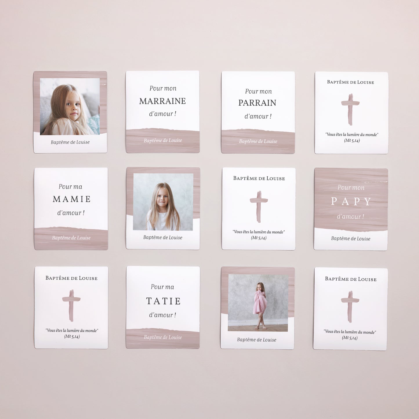Remerciements Baptême Lot de 12, magnétique Pinceau Rose photo N° 1