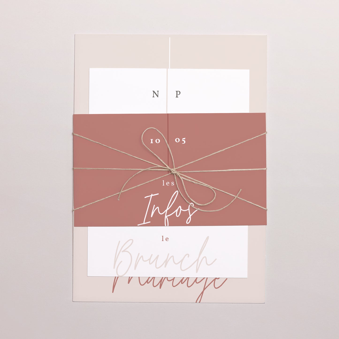 Faire-part Mariage 3 cartes, ruban Esprit bohème photo N° 1