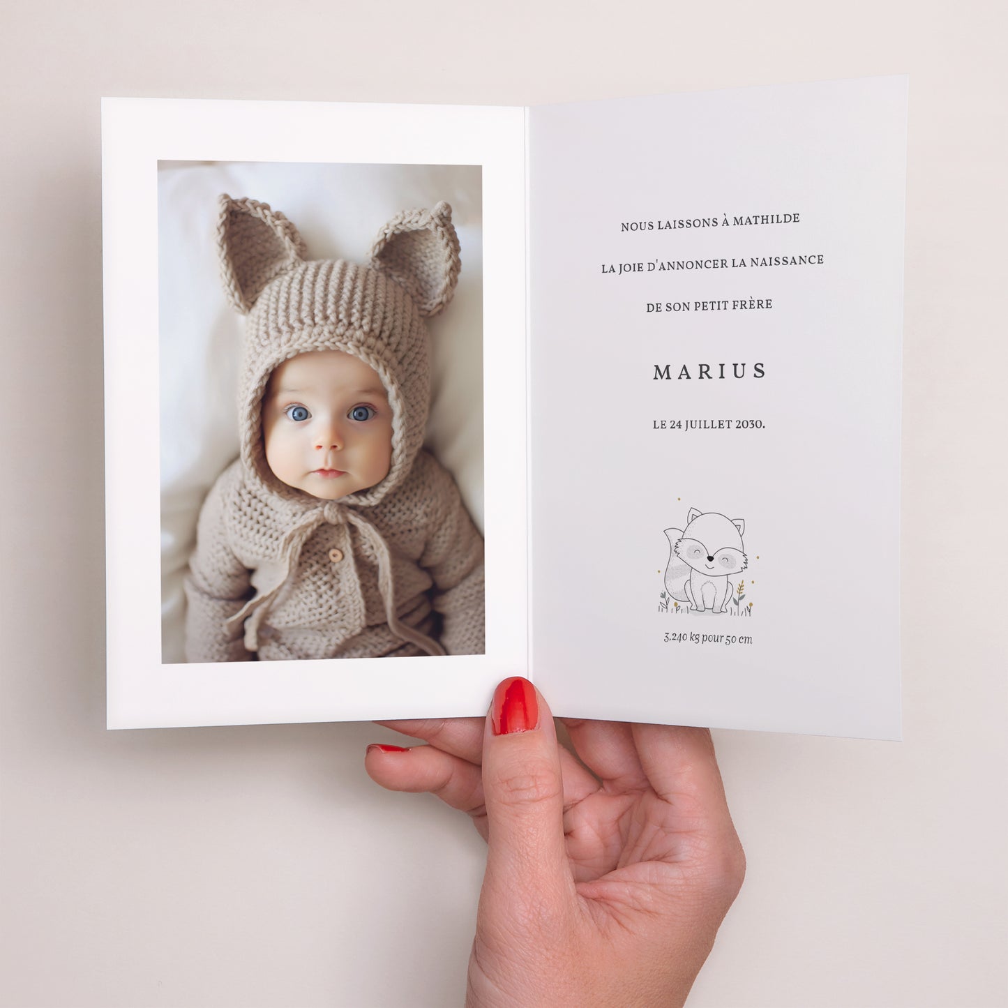 Faire-part Naissance Double volet portrait Ratons Laveurs photo N° 2