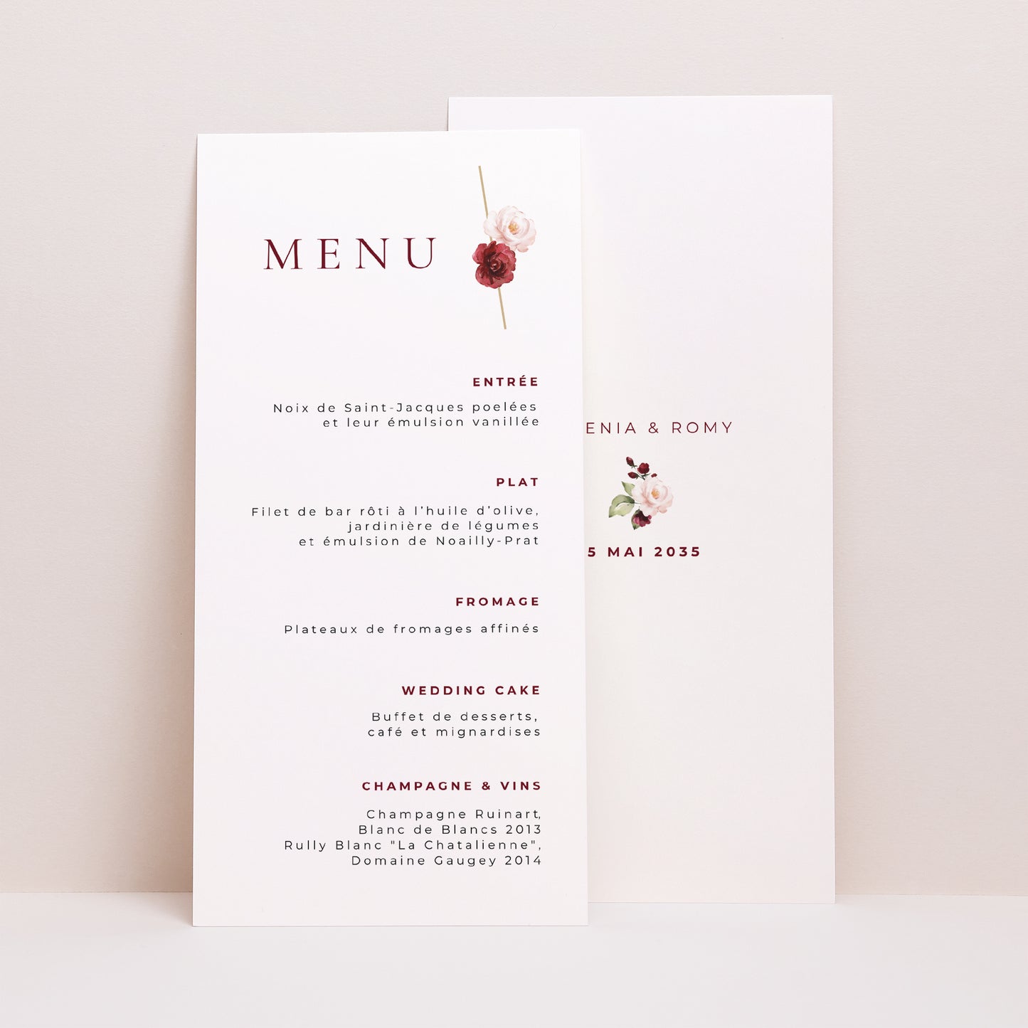 Menu Mariage Panoramique portrait Rock'n'Gold photo N° 1