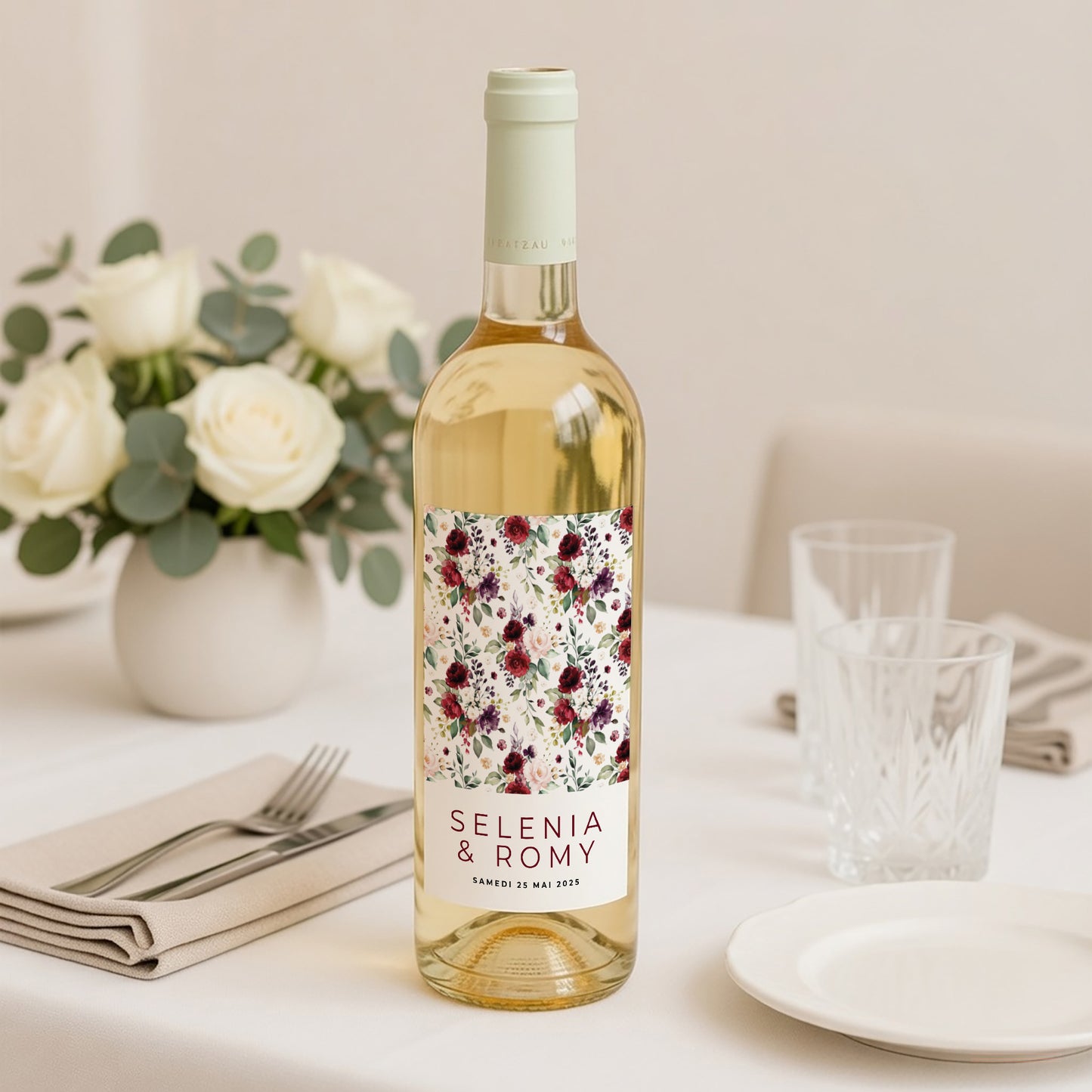 Etiquette bouteille Mariage Portrait Rock'n'Gold photo N° 2