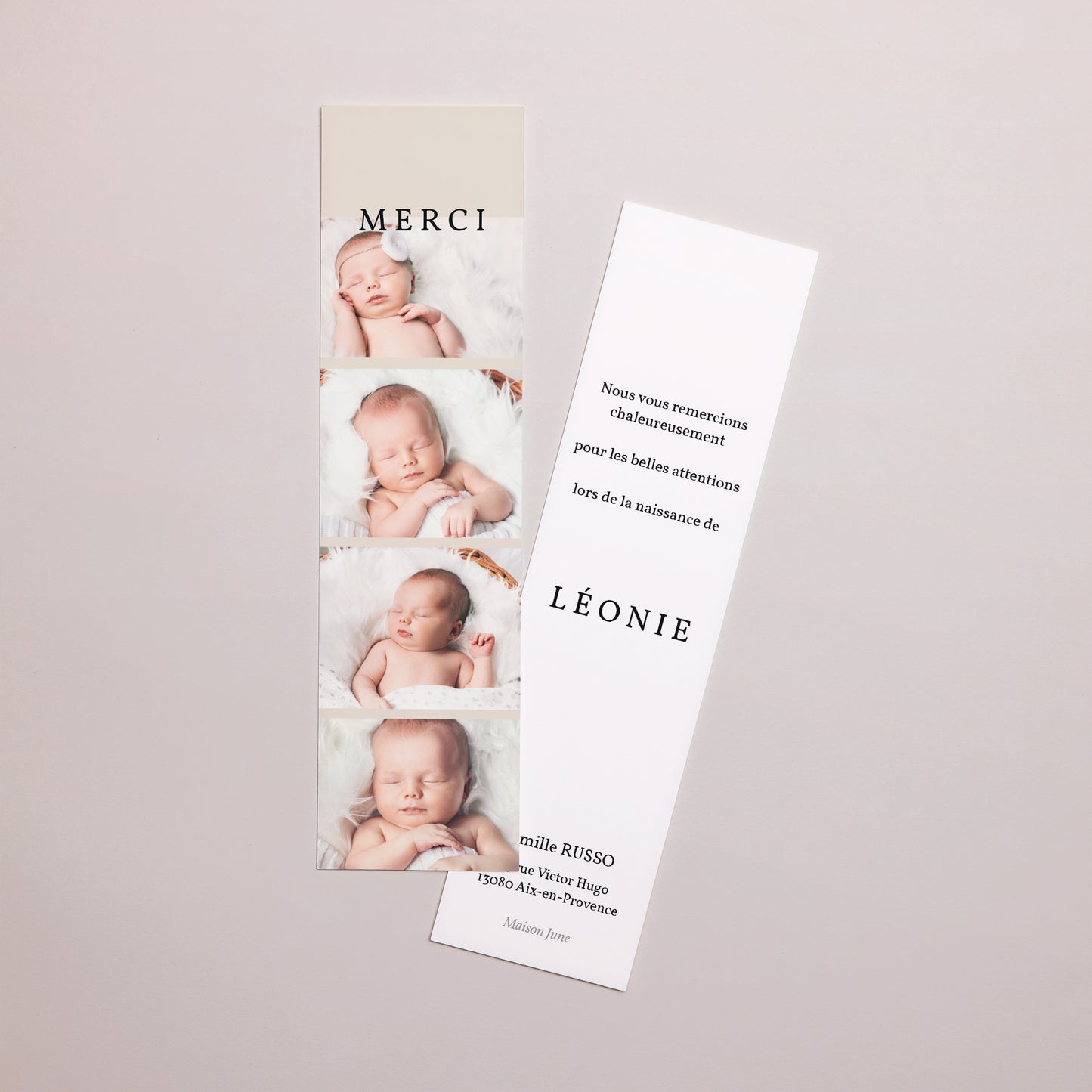 Remerciements Naissance Marque-page Exclusivité photo N° 1