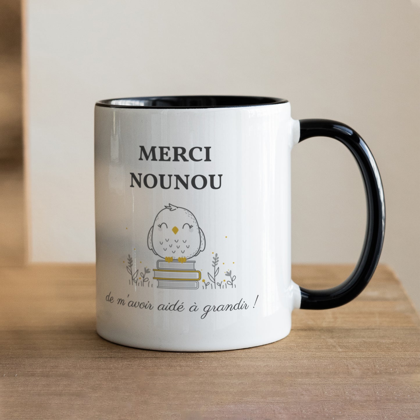 Mug Objets Noir Nounou Chouette photo N° 1