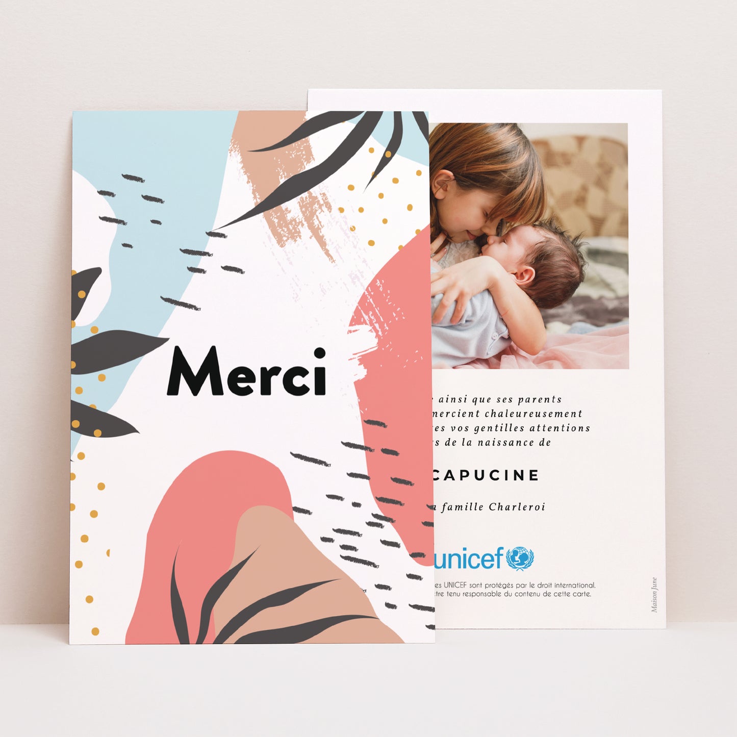Remerciements Naissance Portrait Artsy Color photo N° 1