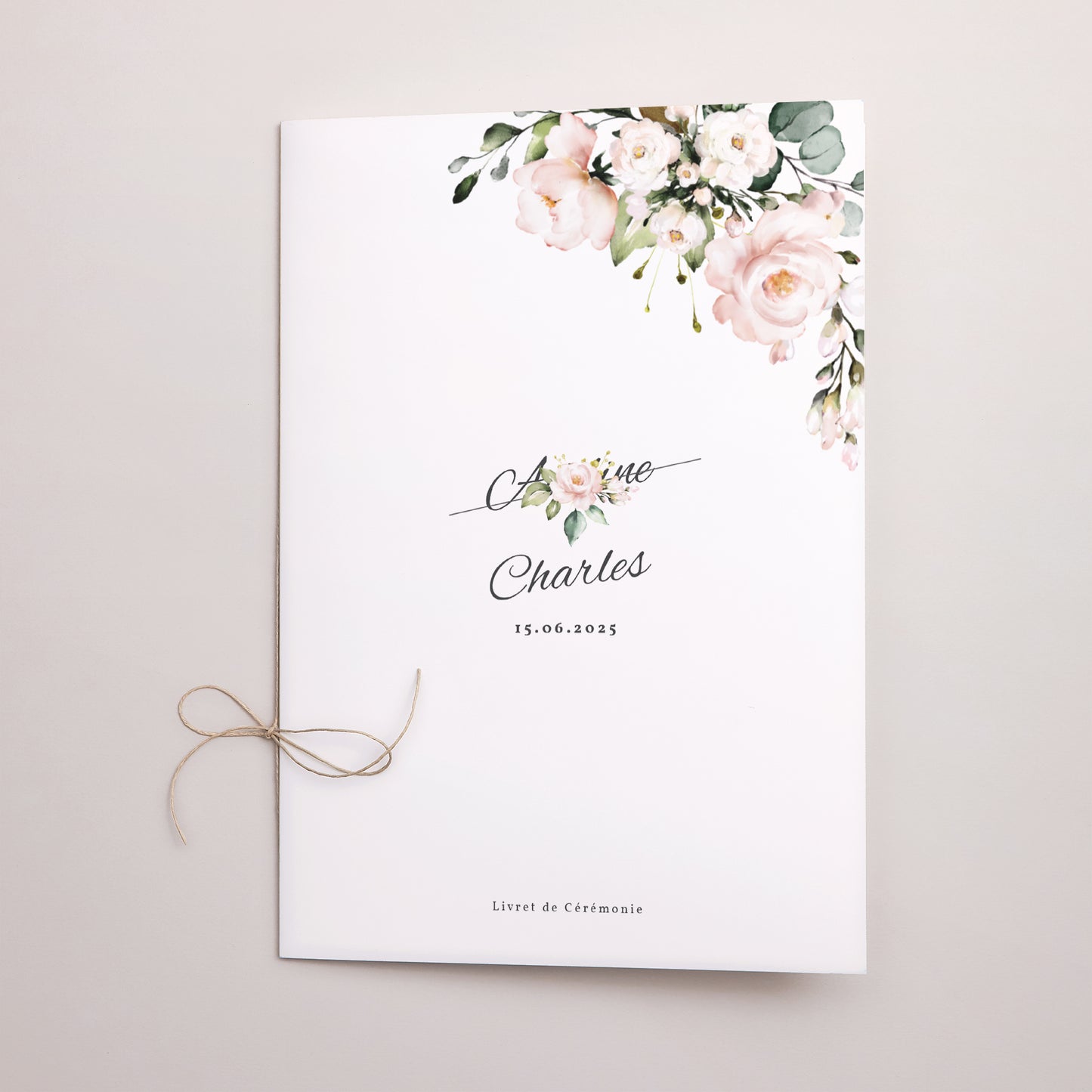 Livret de messe Mariage Double volet Romantique Kraft photo N° 1