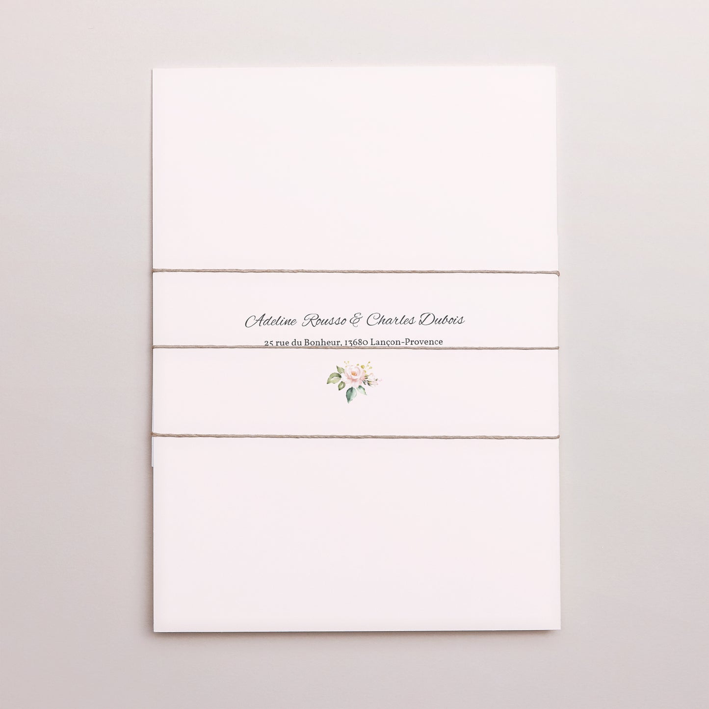 Faire-part Mariage 3 cartes, ruban Romantique Kraft photo N° 4