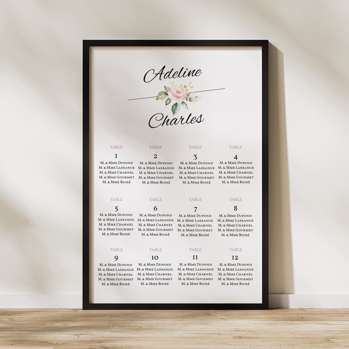 Plan de table Mariage Portrait Romantique Kraft photo N° 1