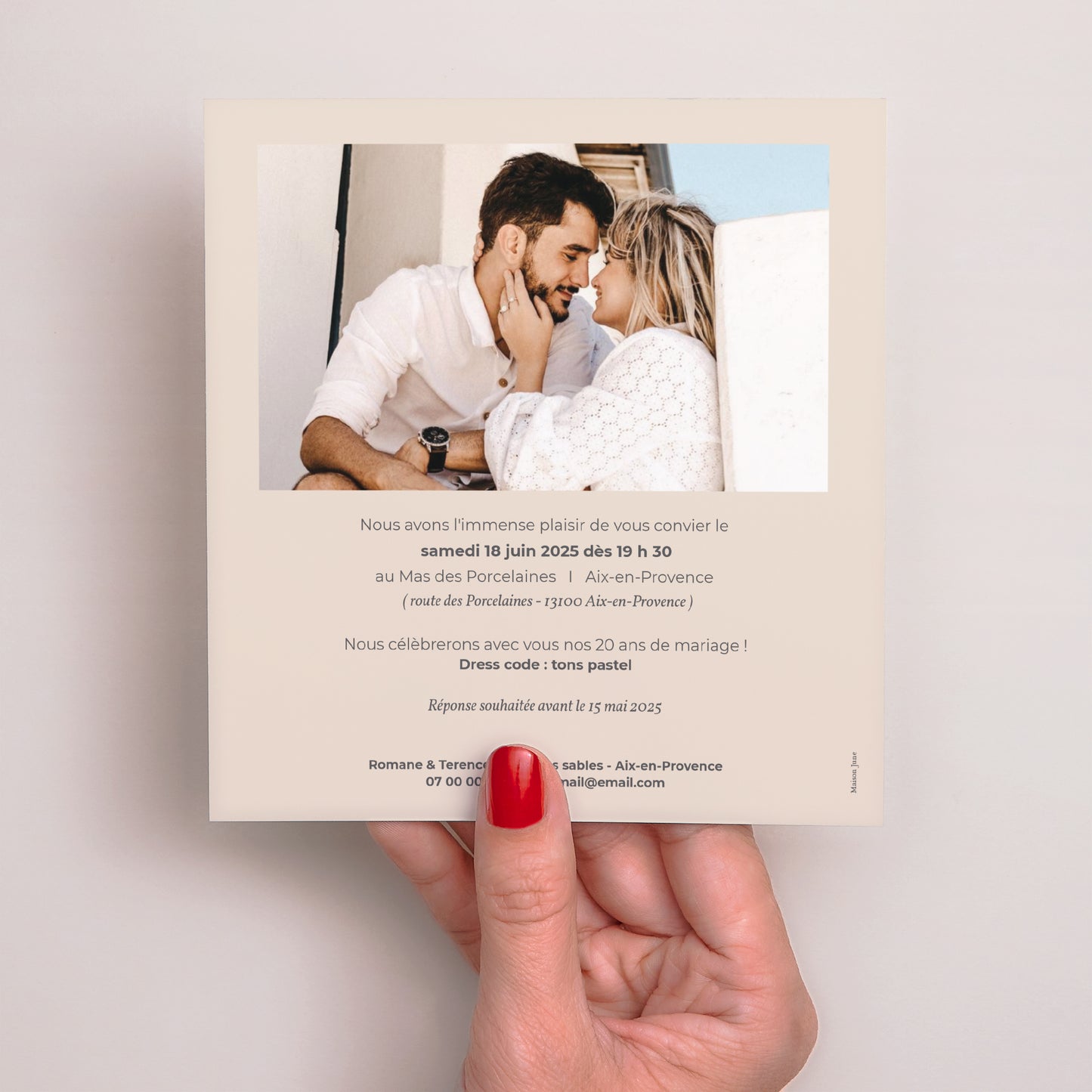 Faire-part Mariage Carré Terrazzo (20 ans) photo N° 3