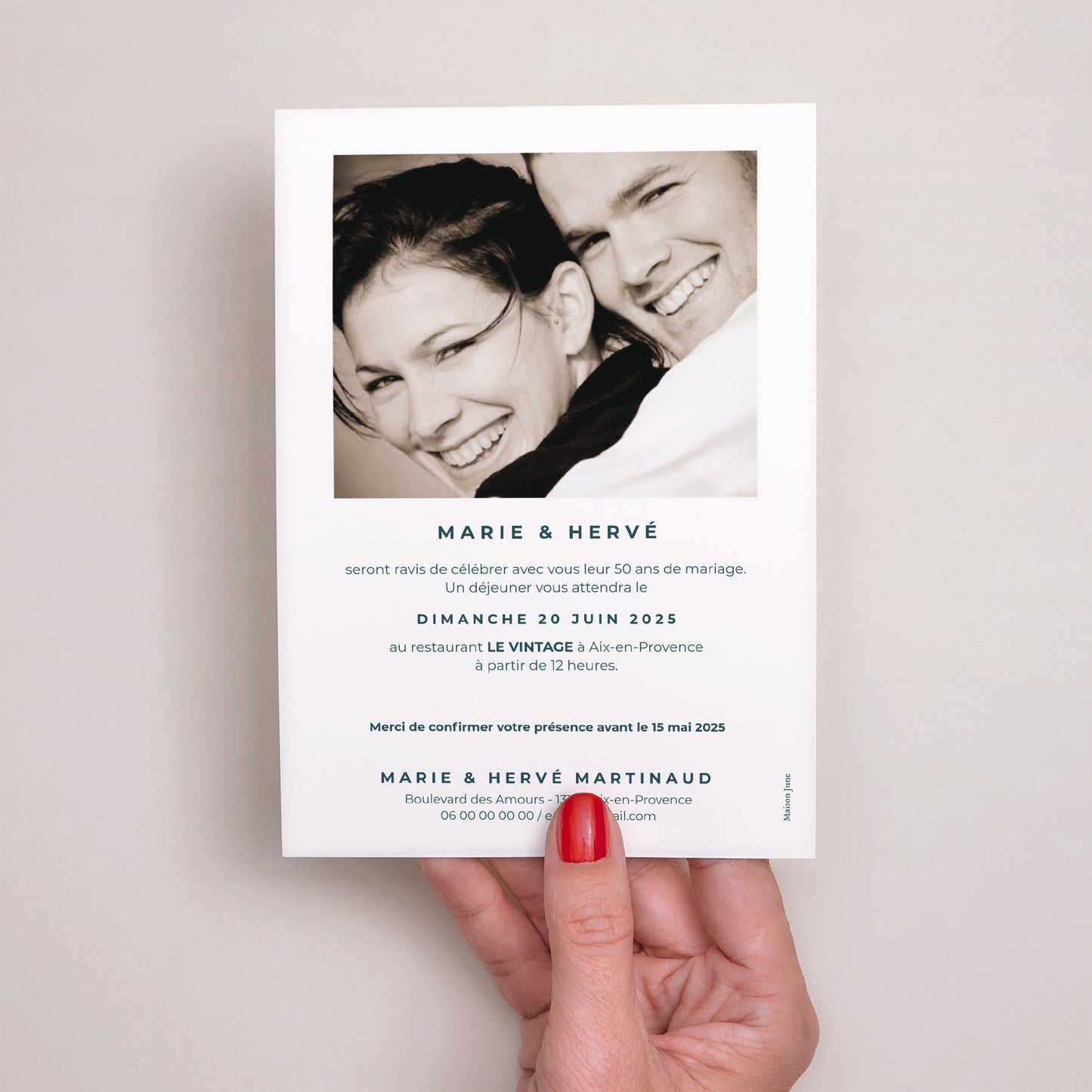 Invitations Anniversaire de mariage Portrait 50 ans d'amour photo N° 3