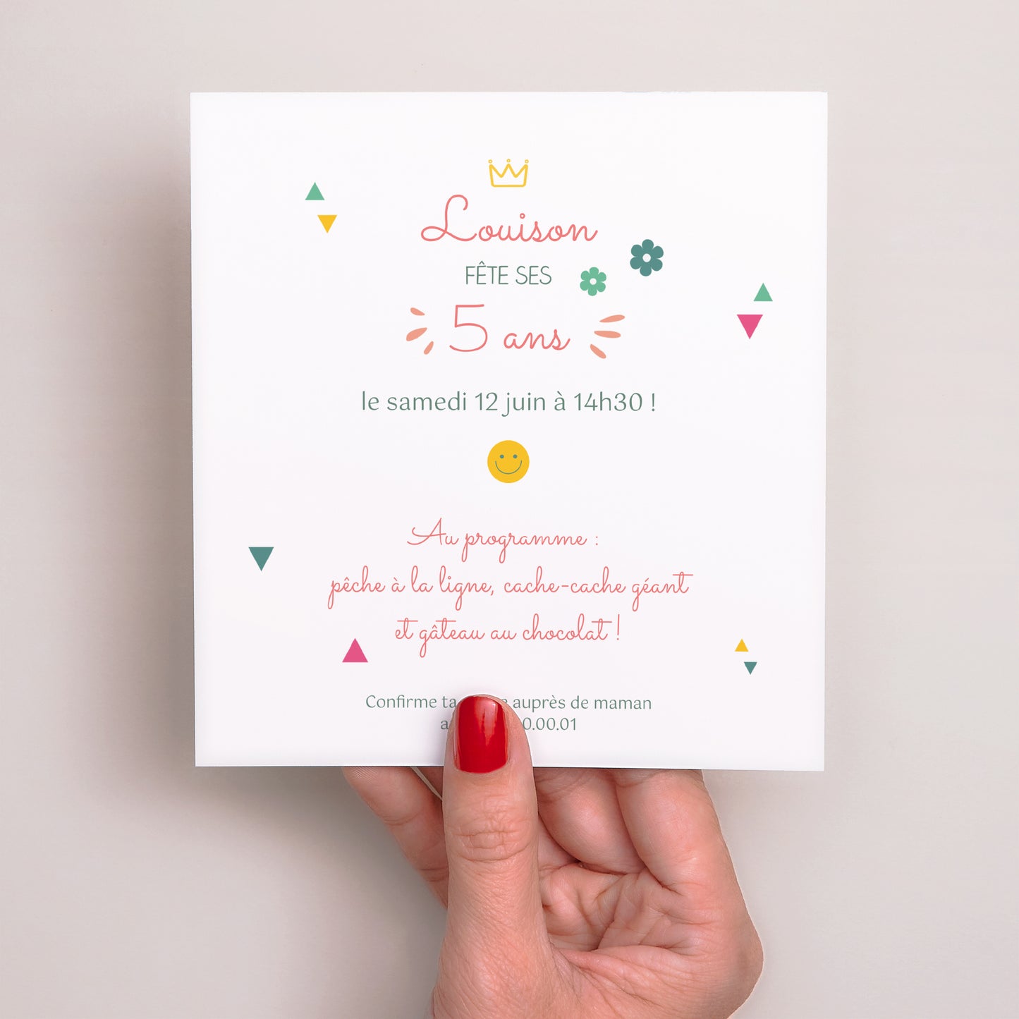 Invitations Anniversaire Enfant Carré Princesse Girly photo N° 3