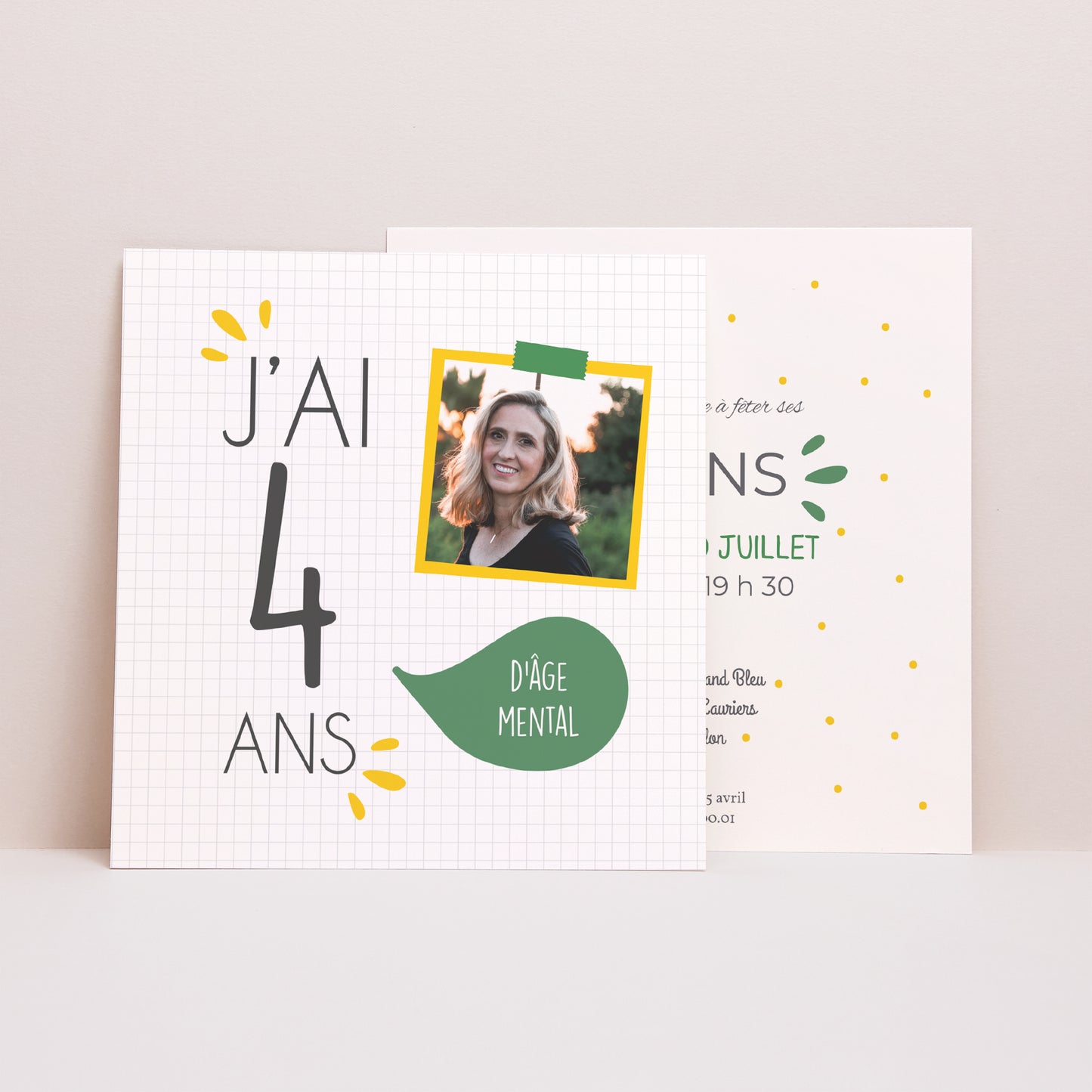 Invitations Anniversaire Adulte Carré J'ai 4 ans photo N° 1