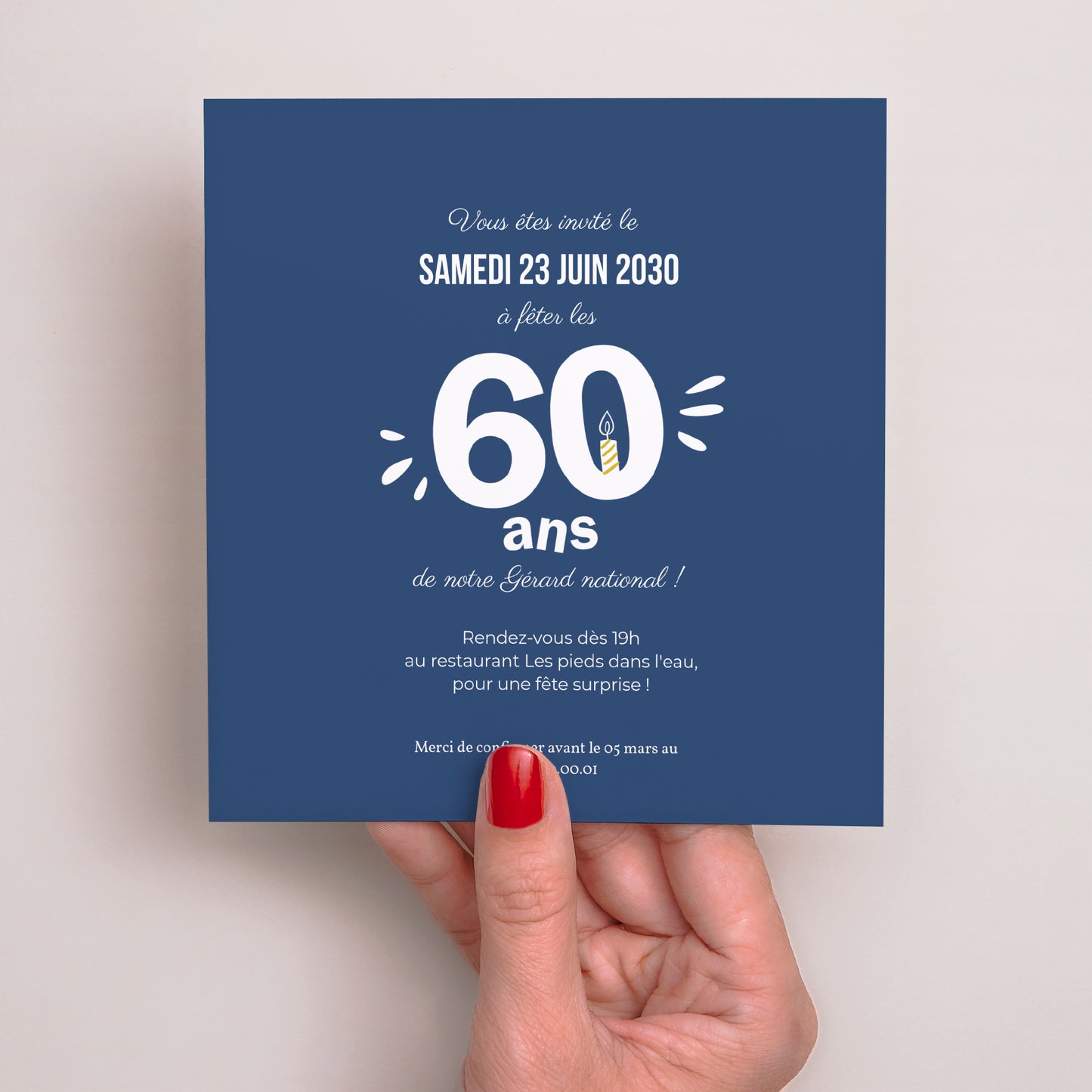 Invitations Anniversaire Adulte Carré Chiffre photo N° 3
