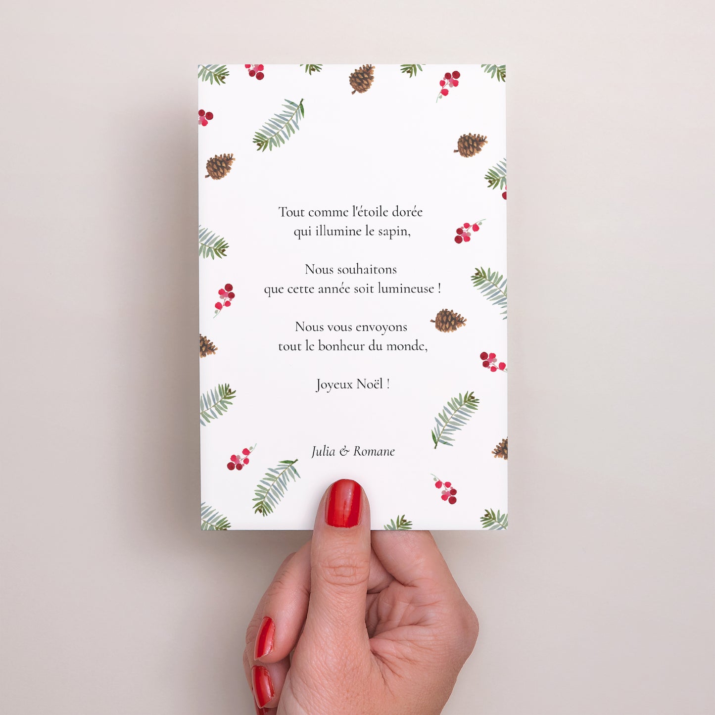 Carte de Noel Fin d'année Portrait Joyeuses fêtes photo et forêt photo N° 3