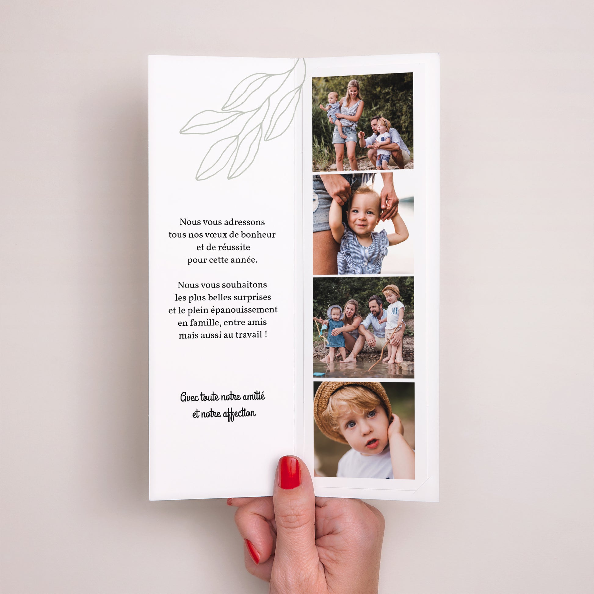 Carte de Noel Fin d'année Marque-page photo Noël vert et photo cabine photo N° 2