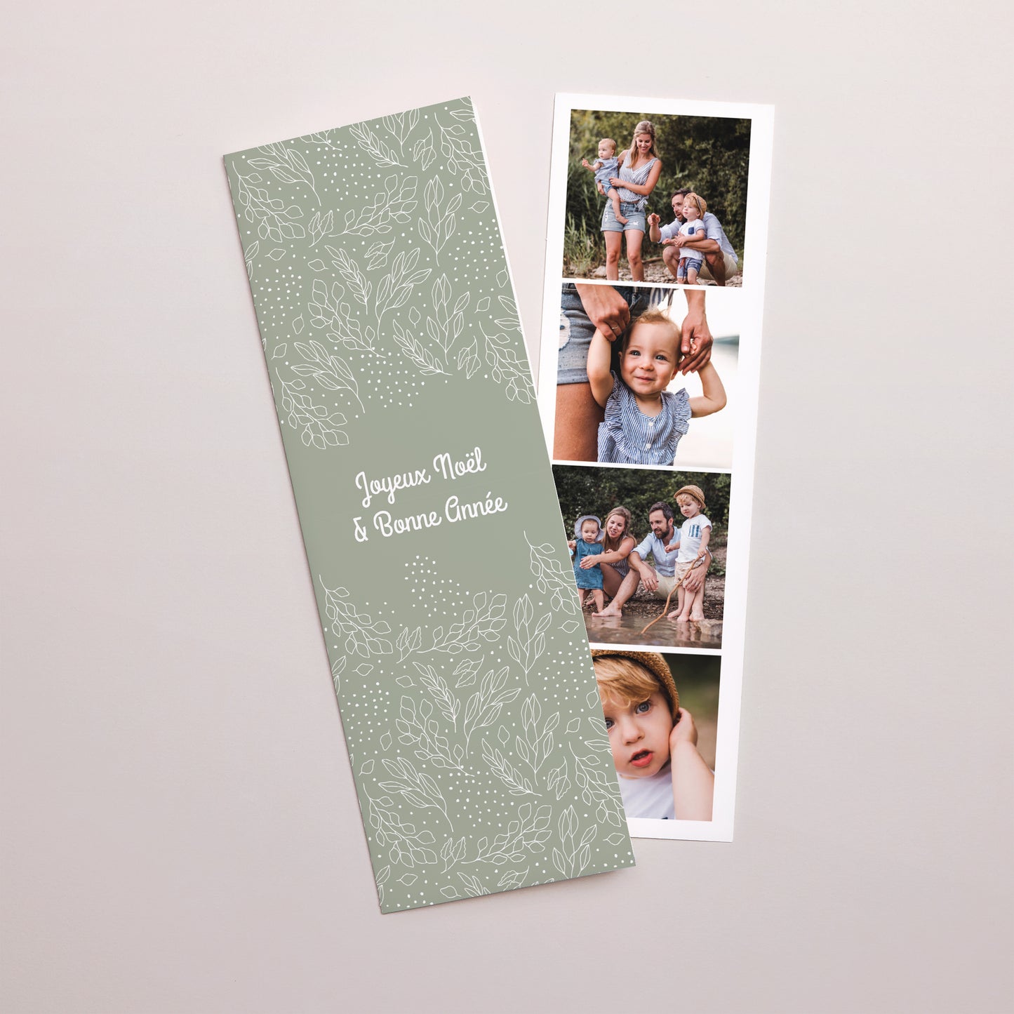 Carte de voeux Fin d'année Marque-page photo Noël vert et photo cabine photo N° 1