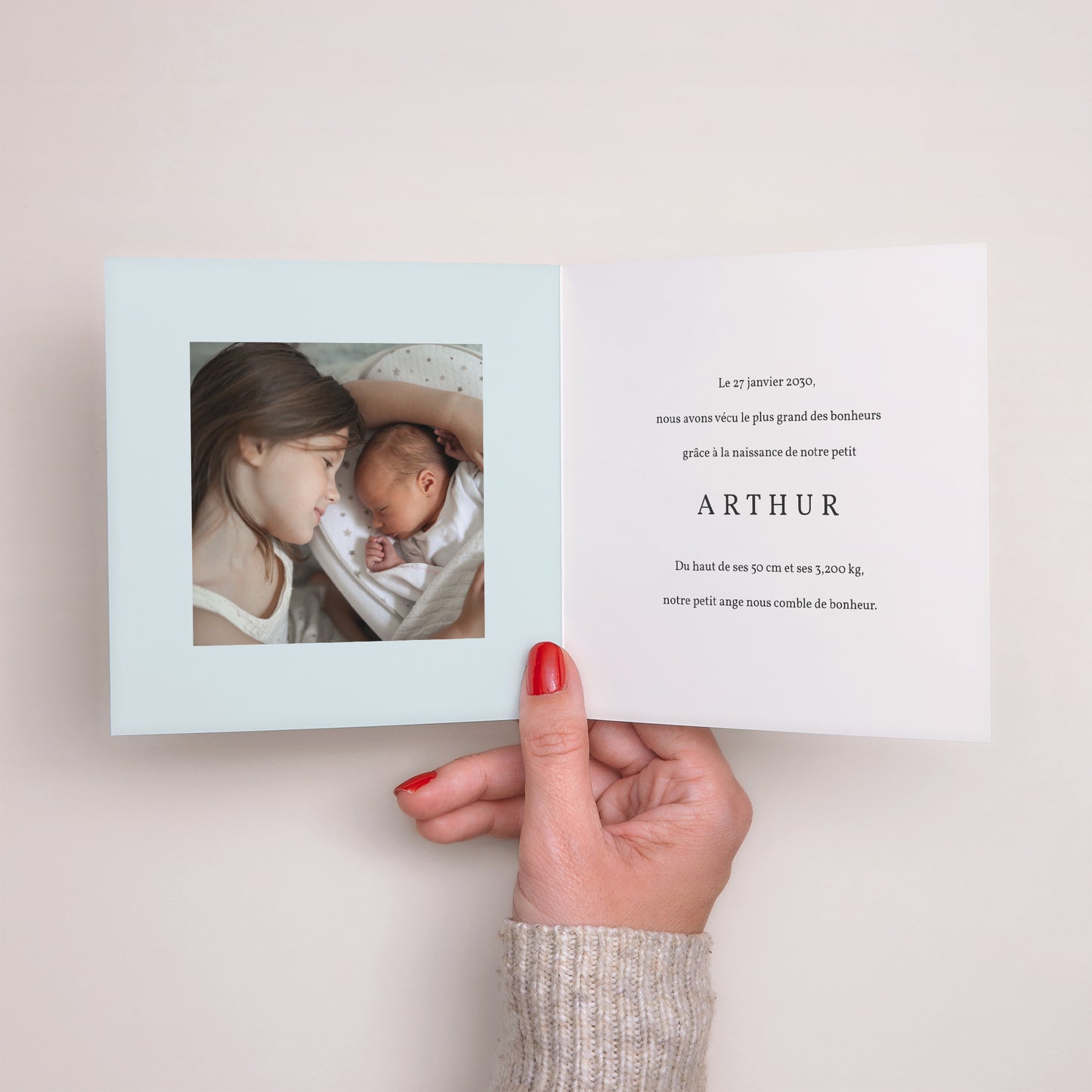 Faire-part Naissance Carré double volet Little cloud blue photo N° 2