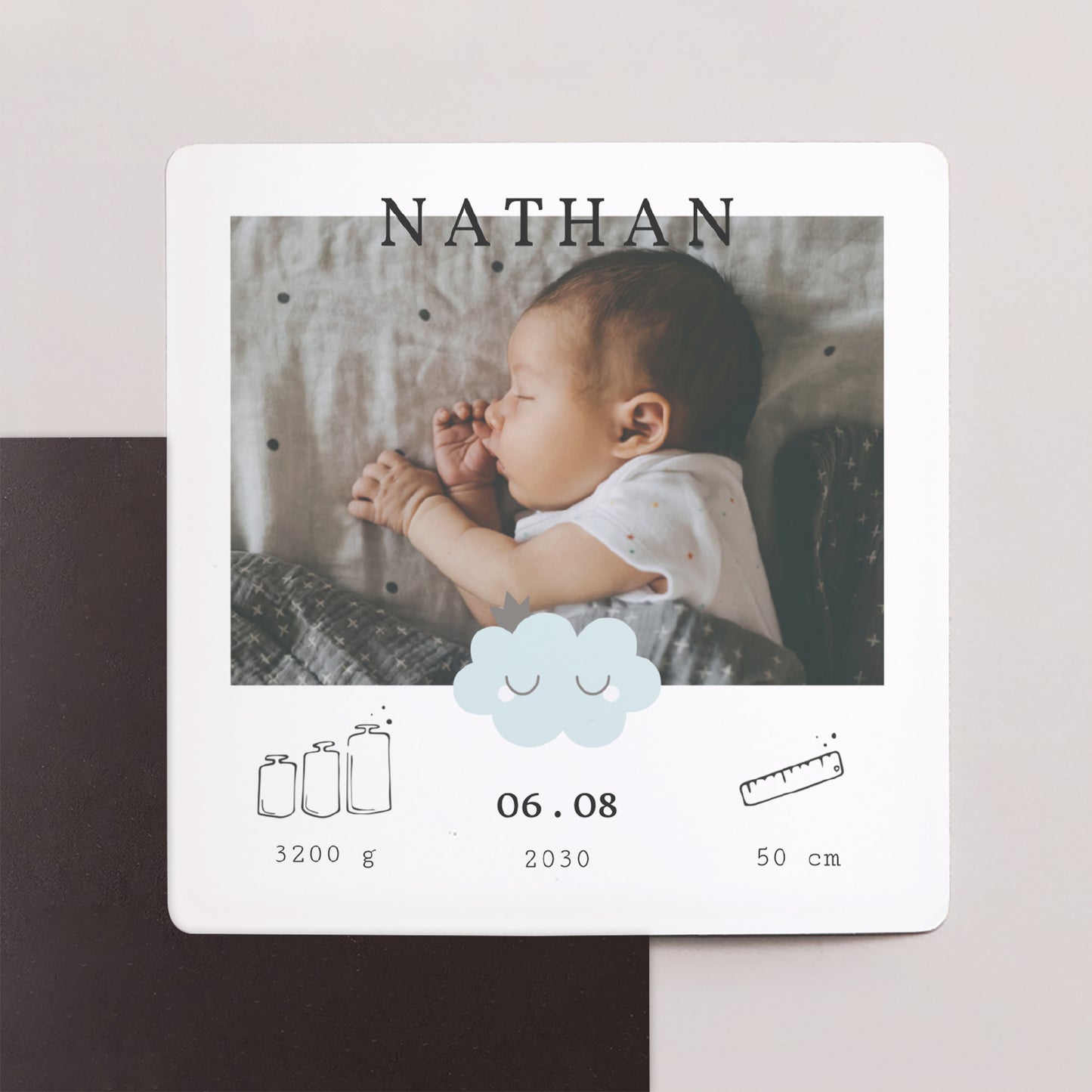 Faire-part Naissance Lot de 9, magnétique Little cloud blue photo N° 1