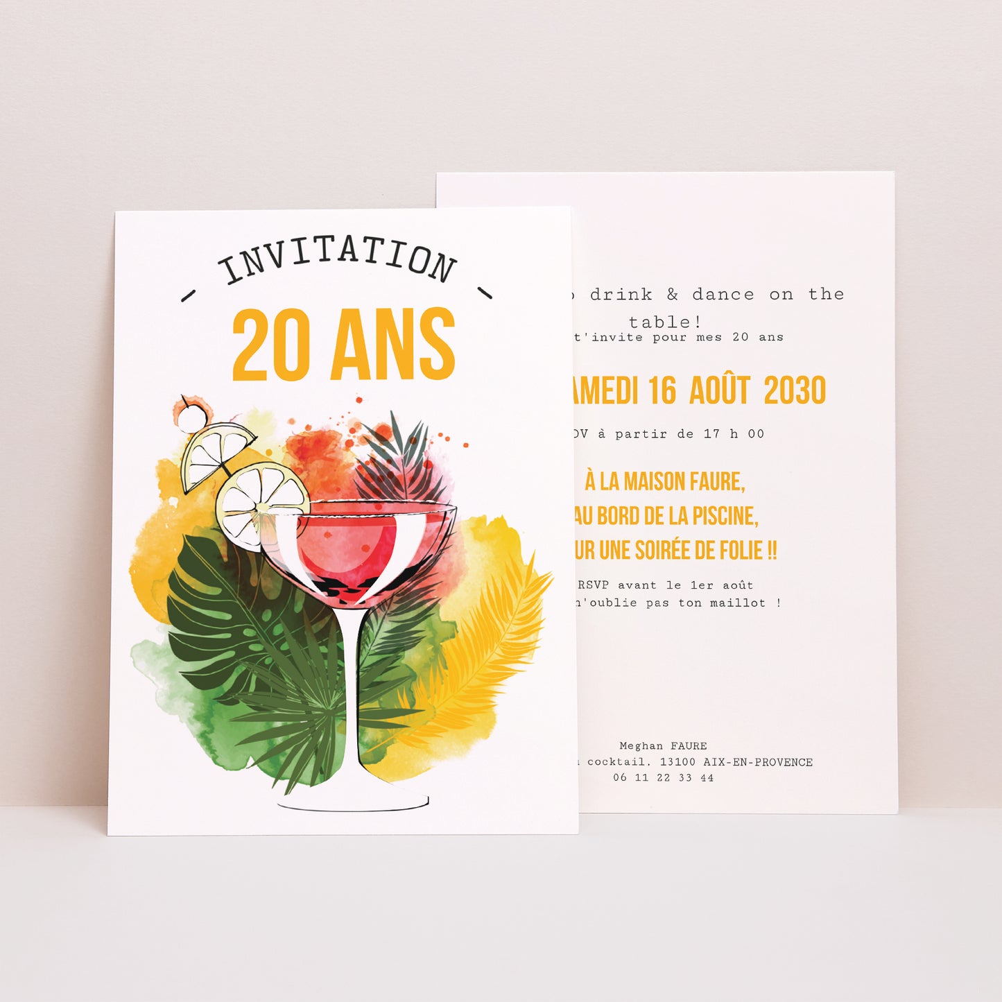 Invitations Anniversaire Adulte Portrait Cocktail 20 photo N° 1