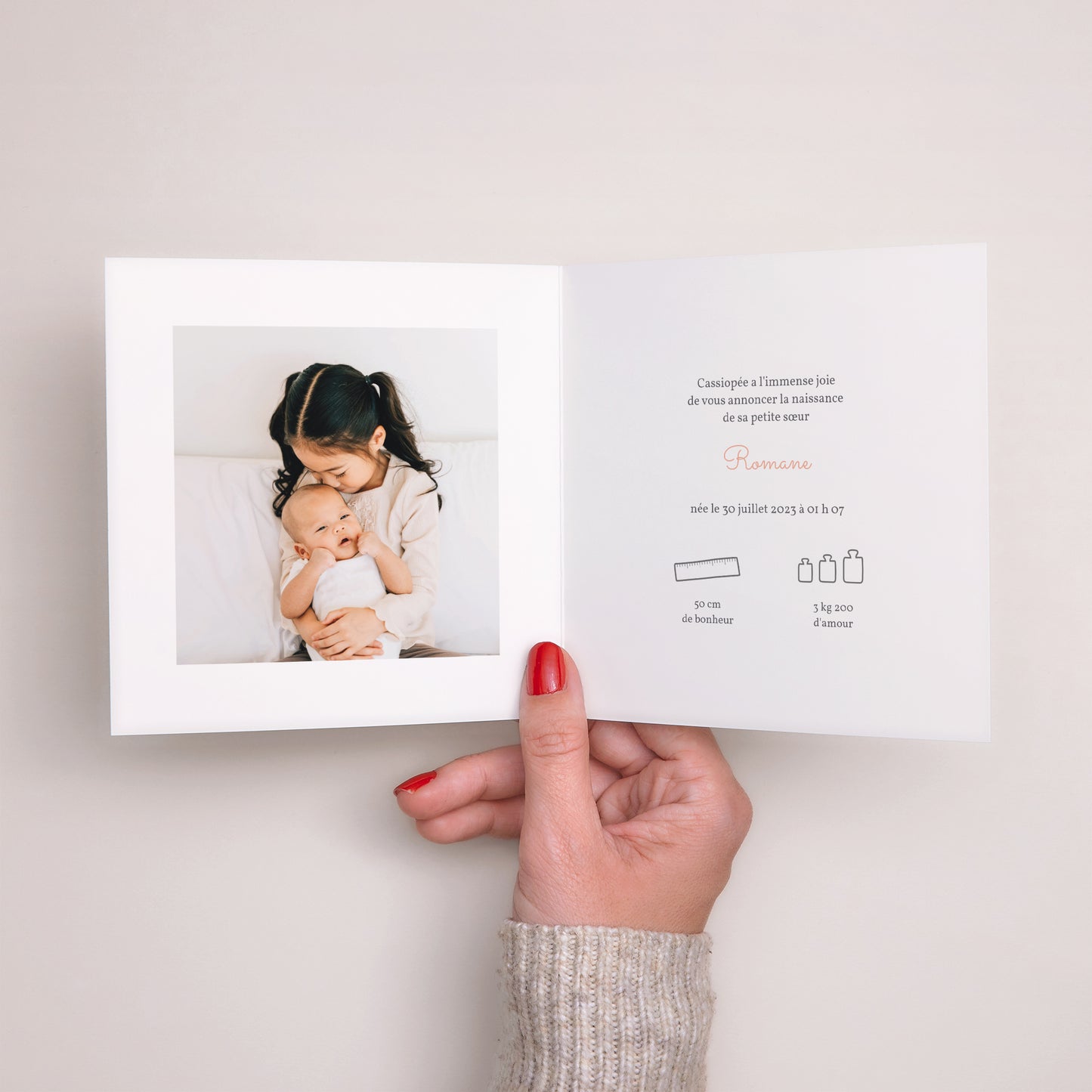 Faire-part Naissance Carré double volet Belles Empreintes, dorure photo N° 2