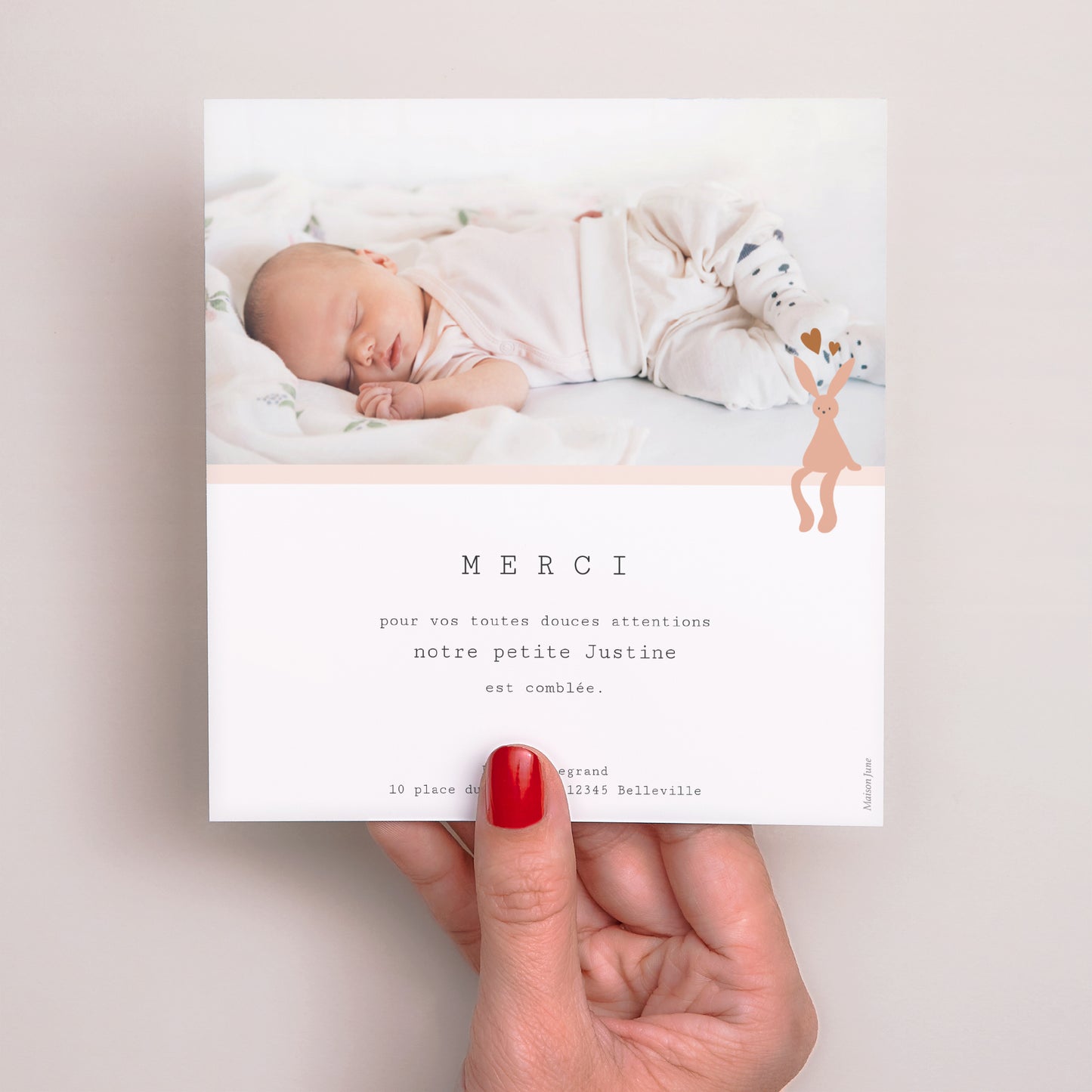 Remerciements Naissance Carré Robe rose, photos, marque-page photo N° 3