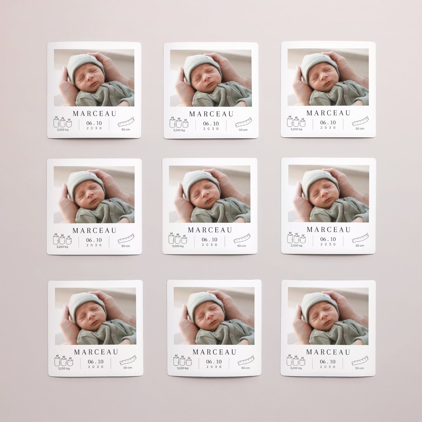 Faire-part Naissance Lot de 9, magnétique Multi photo photo N° 3