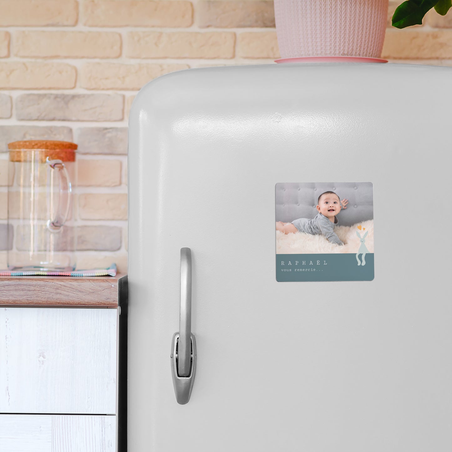 Faire-part Naissance Lot de 9, magnétique Body Vert, photos, marque-page photo N° 4