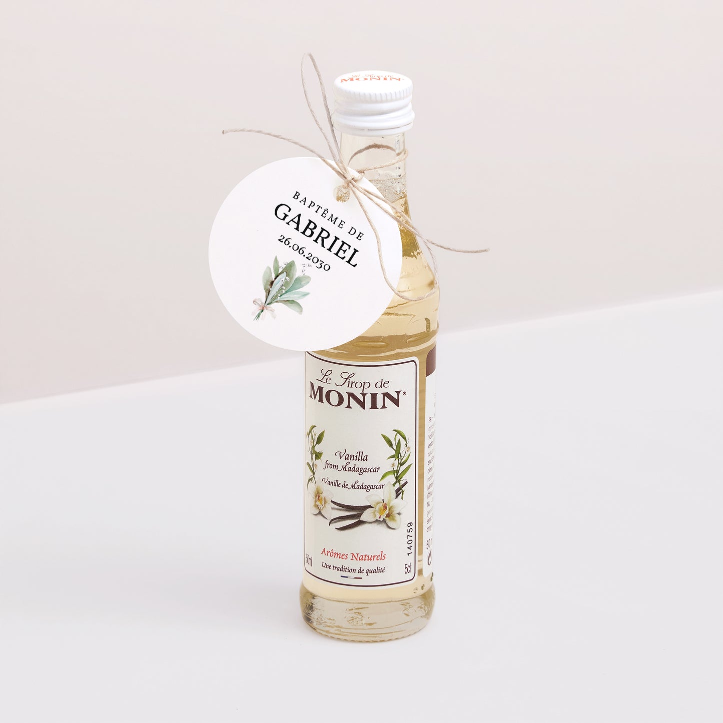 Etiquette perforée Baptême Ronde Couronne florale II photo N° 3