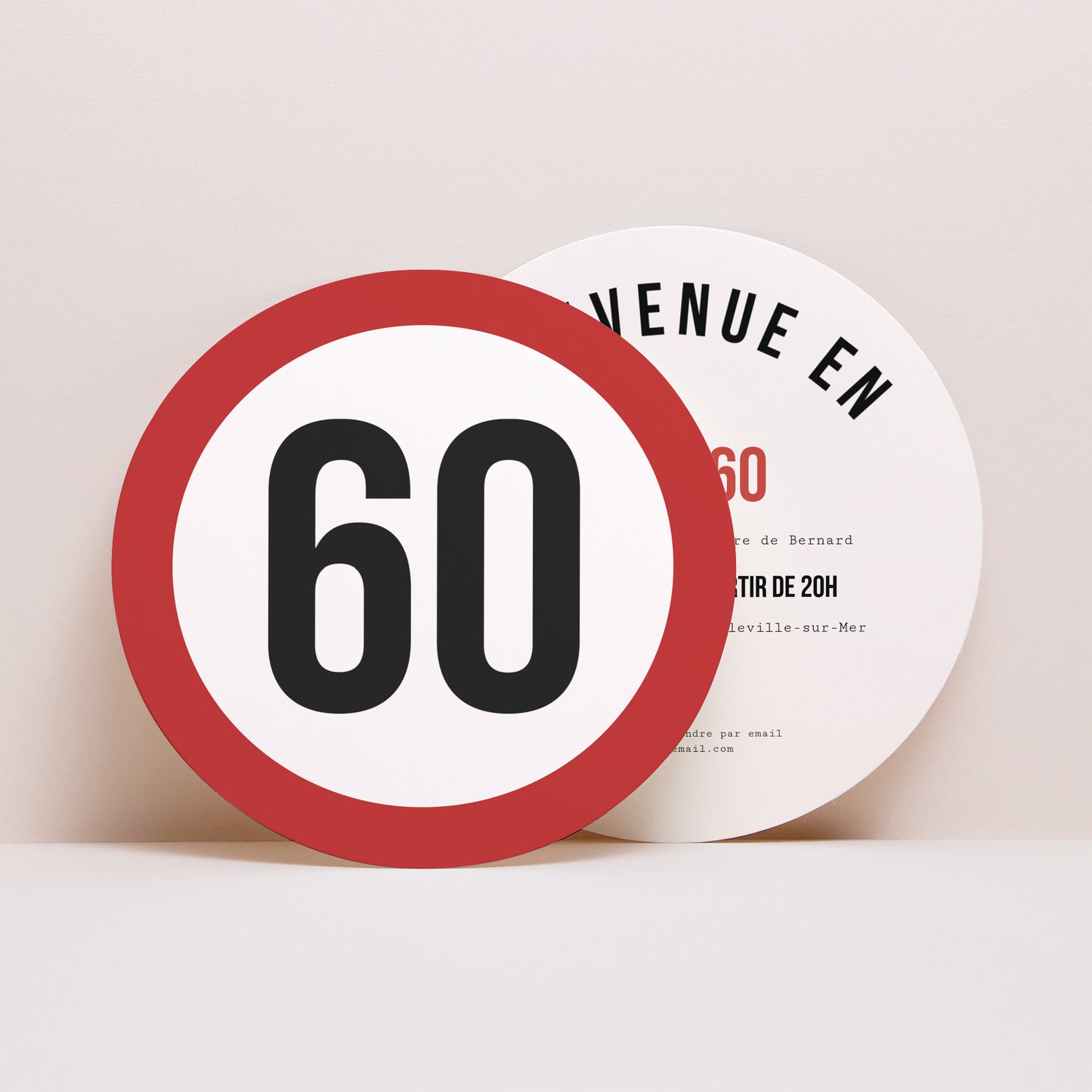 Invitations Anniversaire Adulte Rond Zone 60 photo N° 1