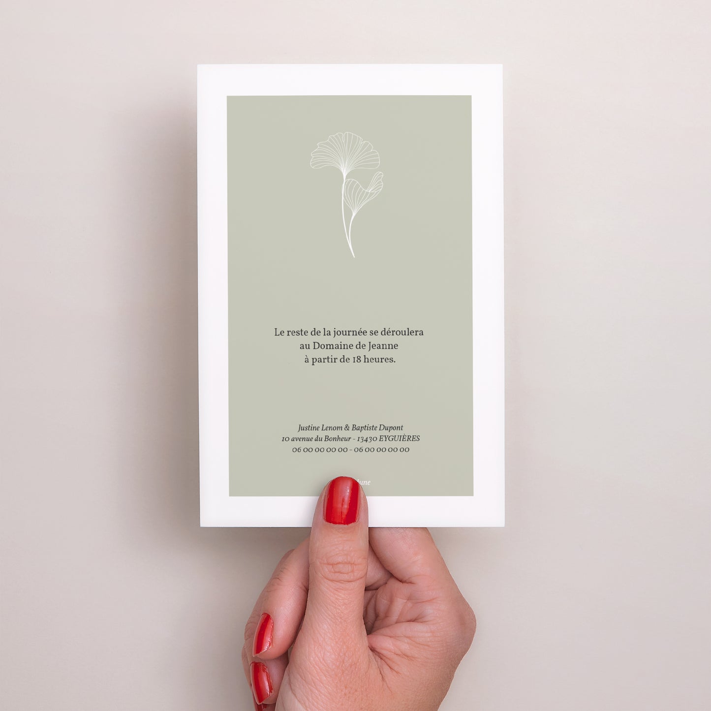 Carte Mariage Portrait Ginkgo Biloba, Feuilles d'or photo N° 3