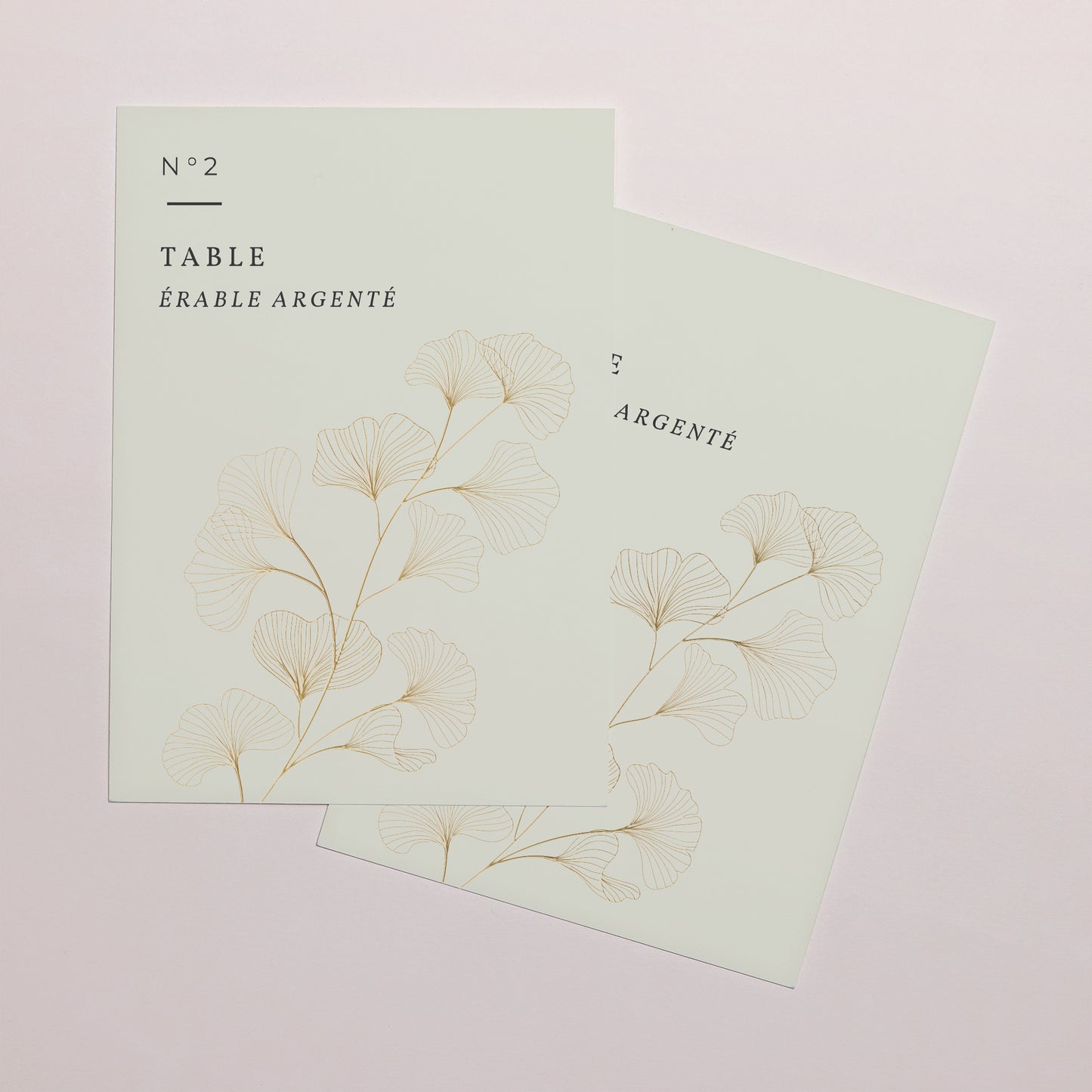 Marque table Mariage Rectangle Ginkgo Biloba, Feuilles d'or photo N° 2