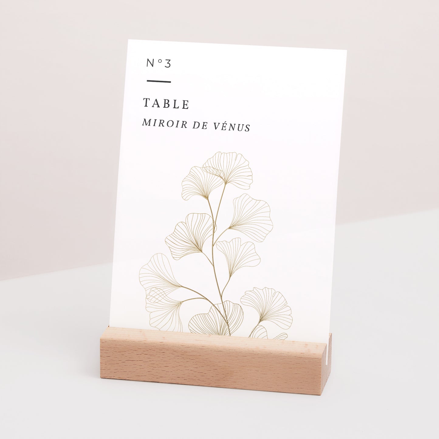 Marque table Mariage Rectangle Ginkgo Biloba, Feuilles d'or photo N° 3