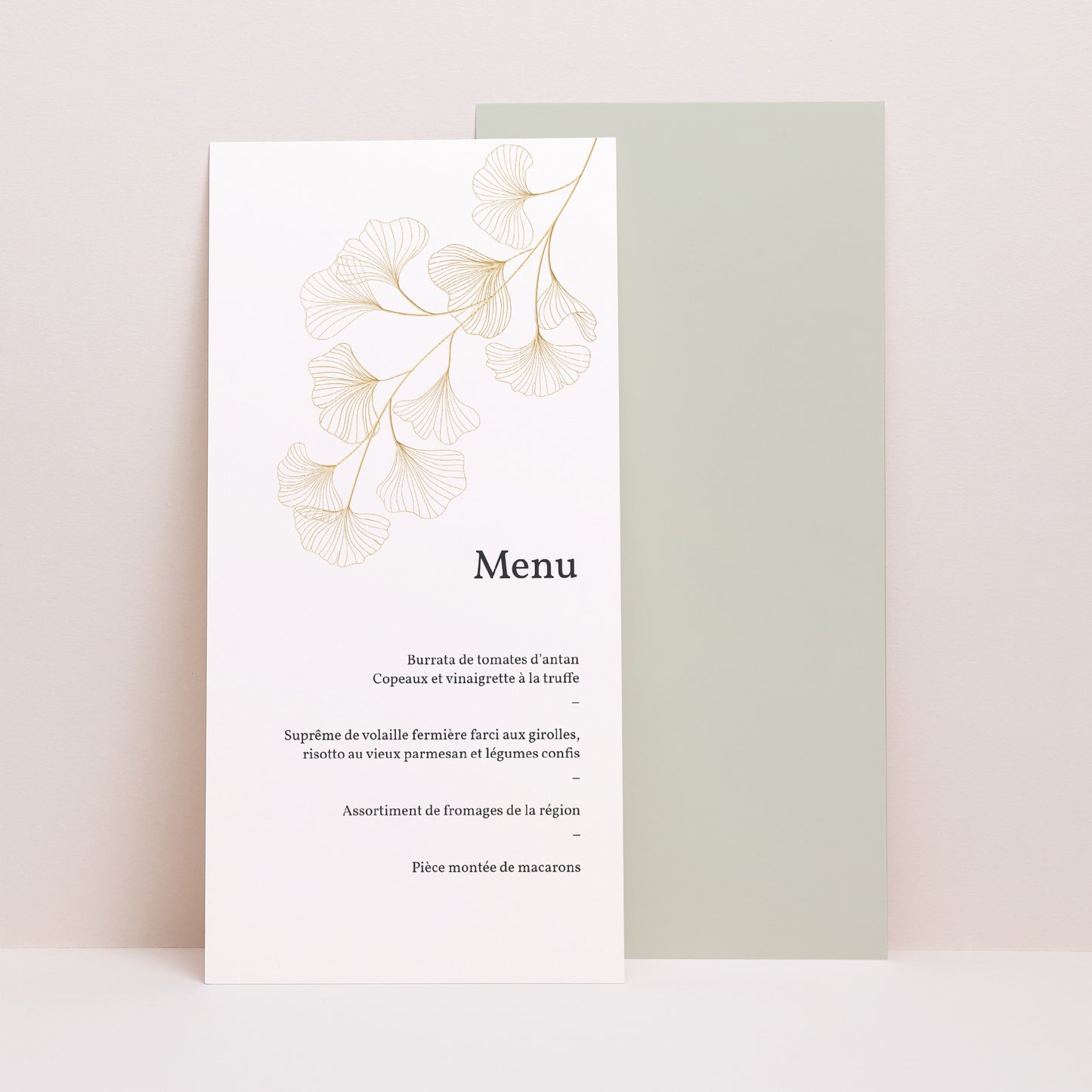 Menu Mariage Panoramique portrait Ginkgo Biloba, Feuilles d'or photo N° 1