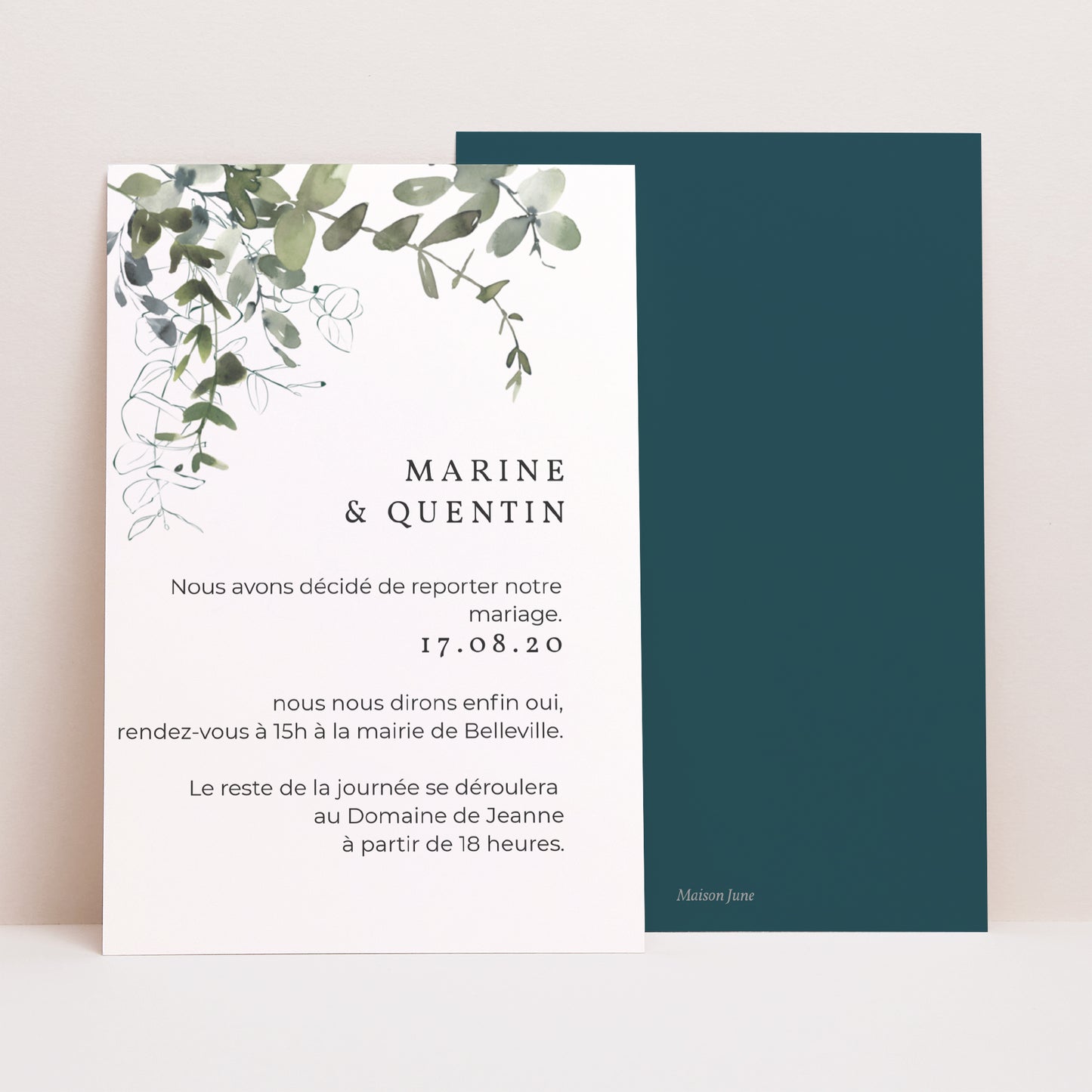 Carte Mariage Portrait Floral et Eucalyptus photo N° 1