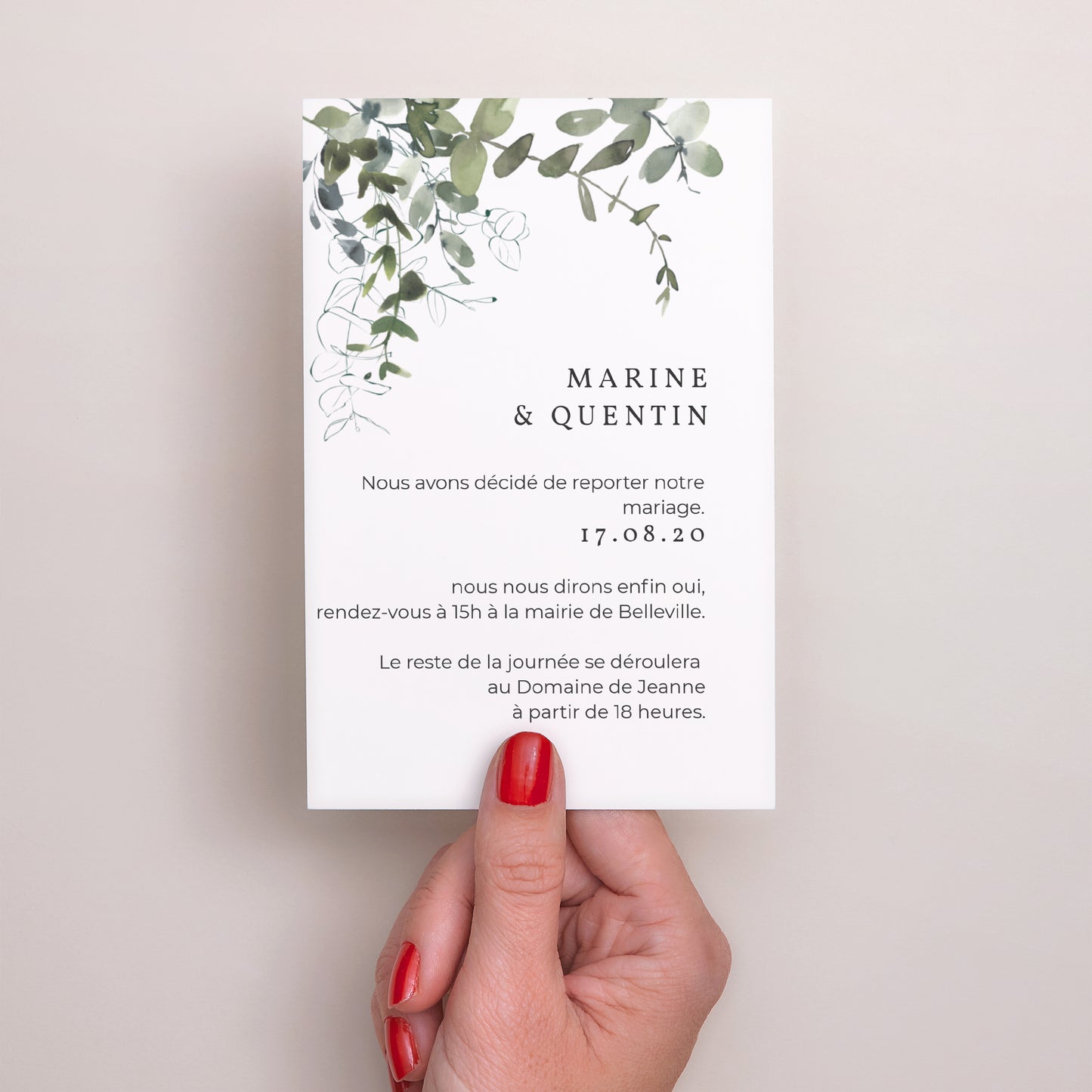 Carte Mariage Portrait Floral et Eucalyptus photo N° 2