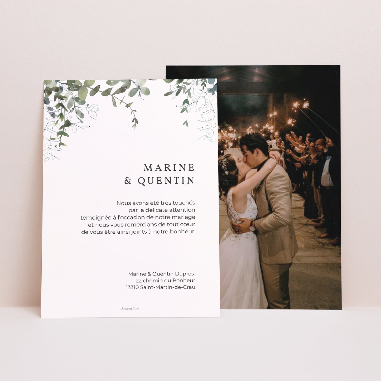 Remerciements Mariage Portrait Floral et Eucalyptus photo N° 1
