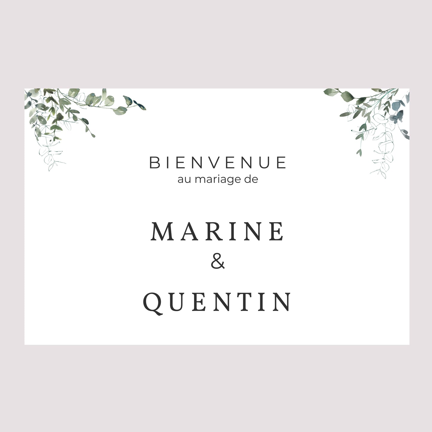 Panneau bienvenue Mariage Paysage 90 x 60 cm Floral et Eucalyptus photo N° 2