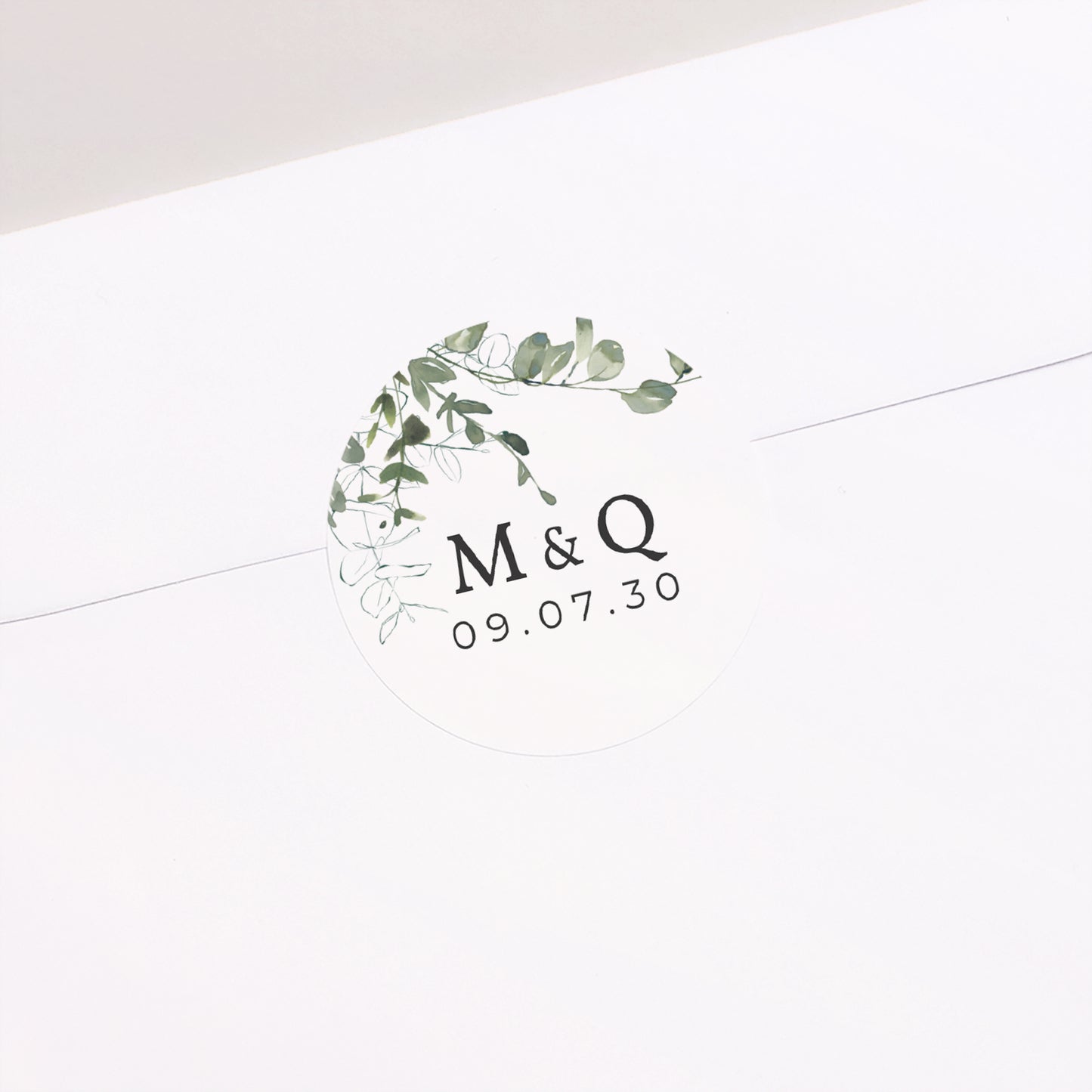 Sticker Mariage Rond Floral et Eucalyptus photo N° 1