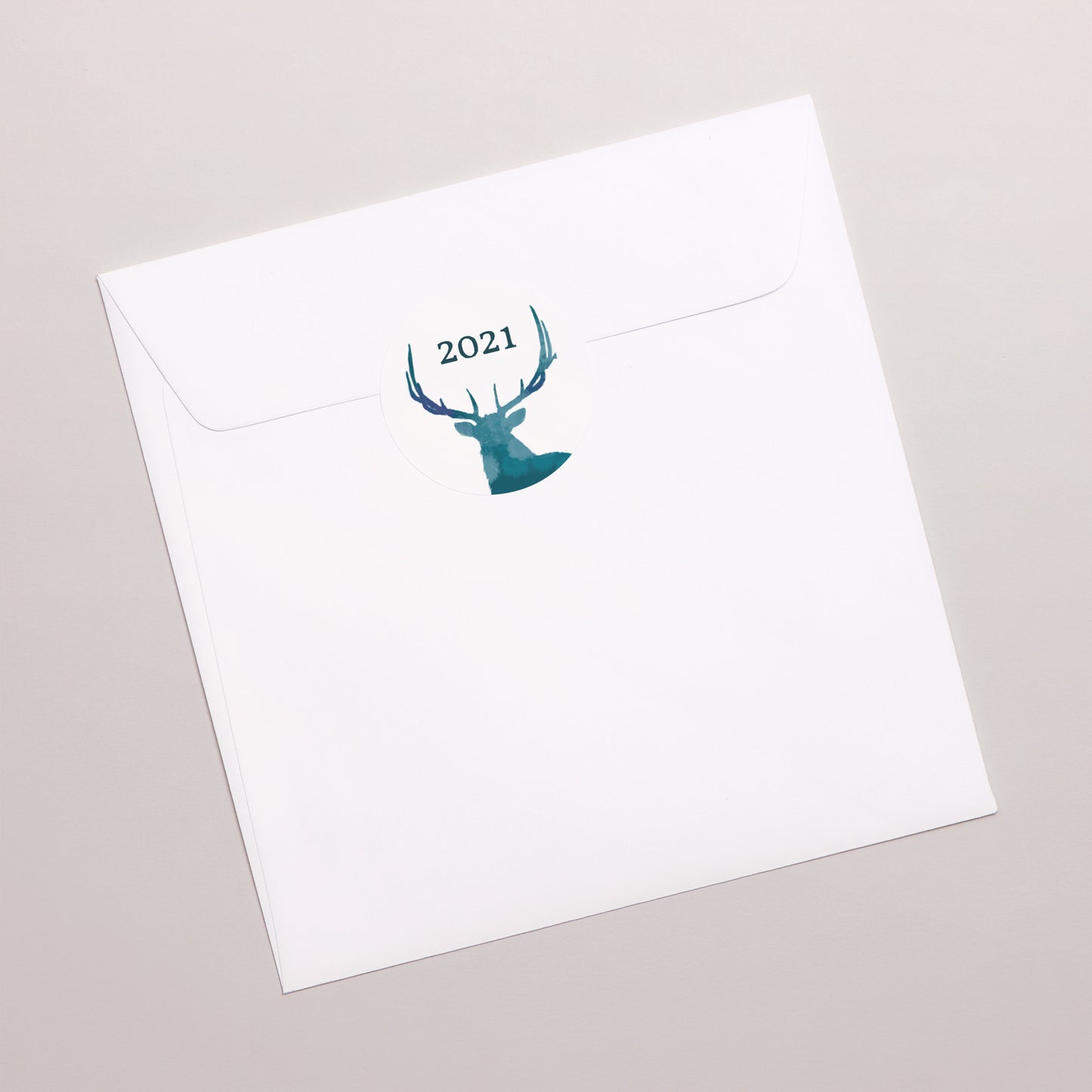 Sticker Fin d'année Rond Cerf de Noël, Dorure photo N° 3