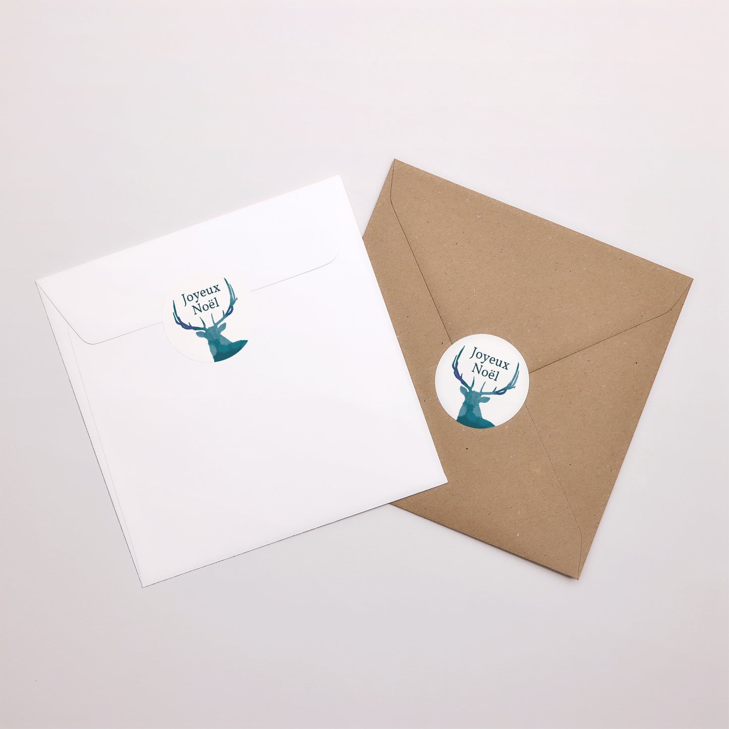 Sticker Fin d'année Rond Cerf de Noël, Dorure photo N° 3