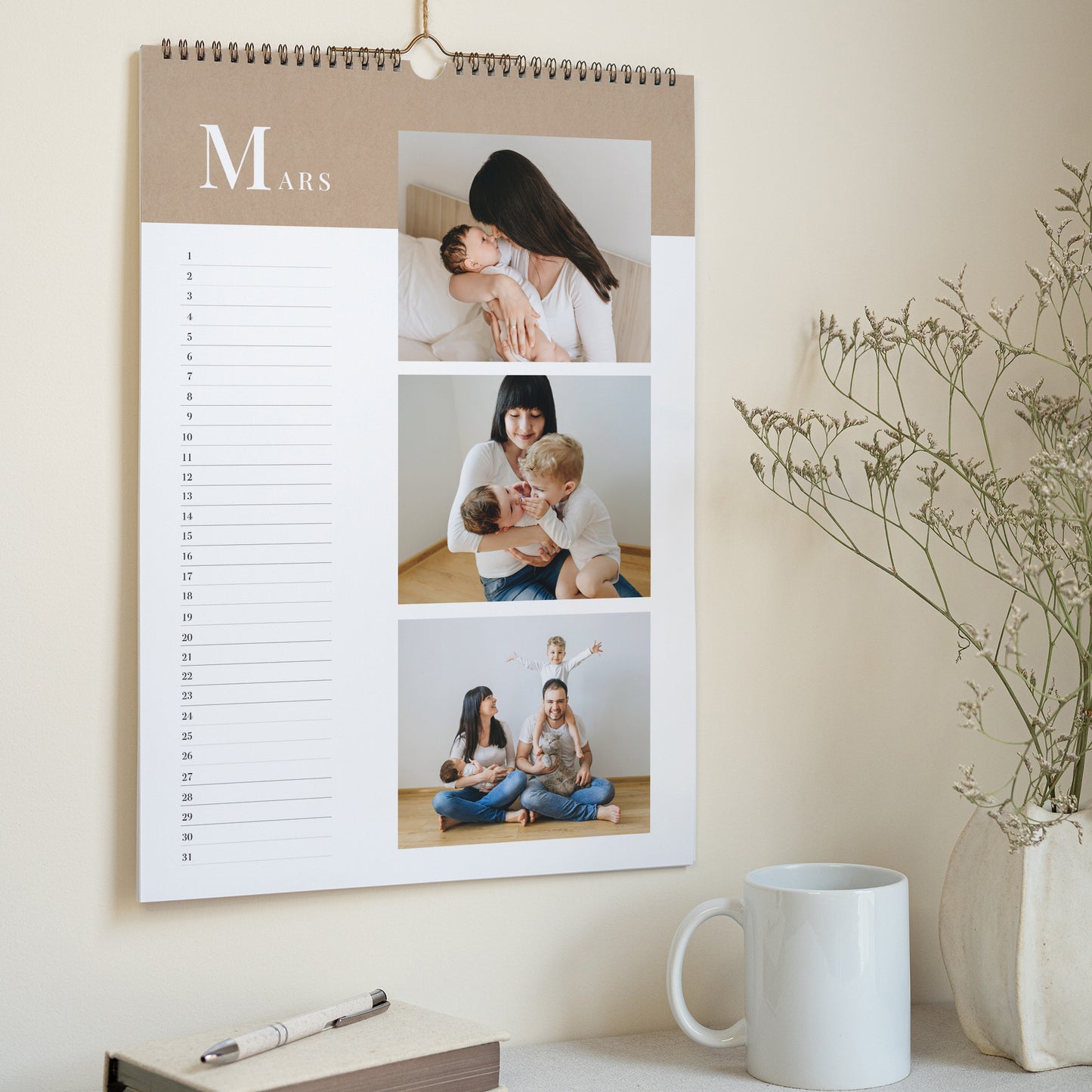 Calendrier Fin d'année Mural A3 Couronne de Noël III photo N° 3