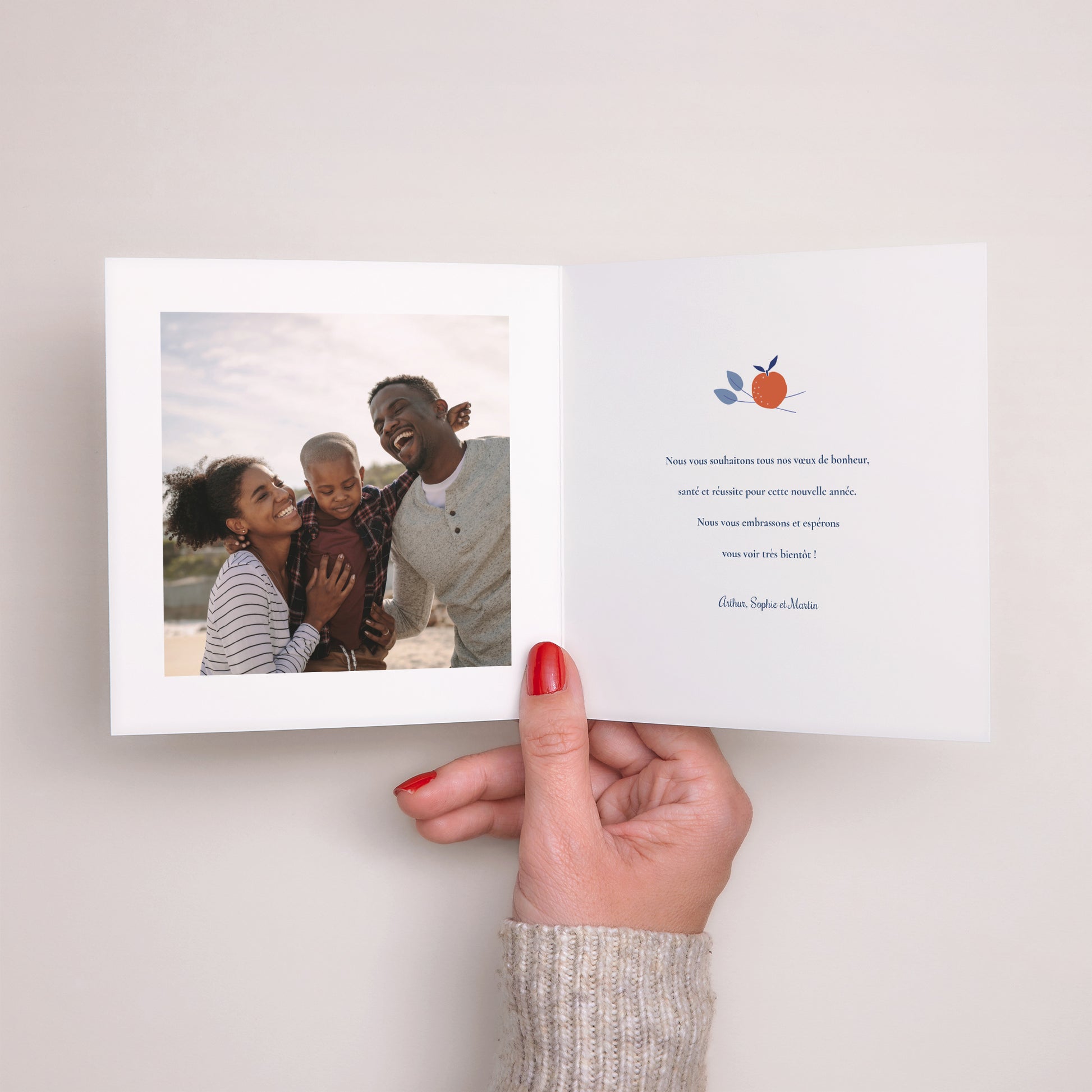 Carte de voeux Fin d'année Carré double volet Vases Noël photo N° 2