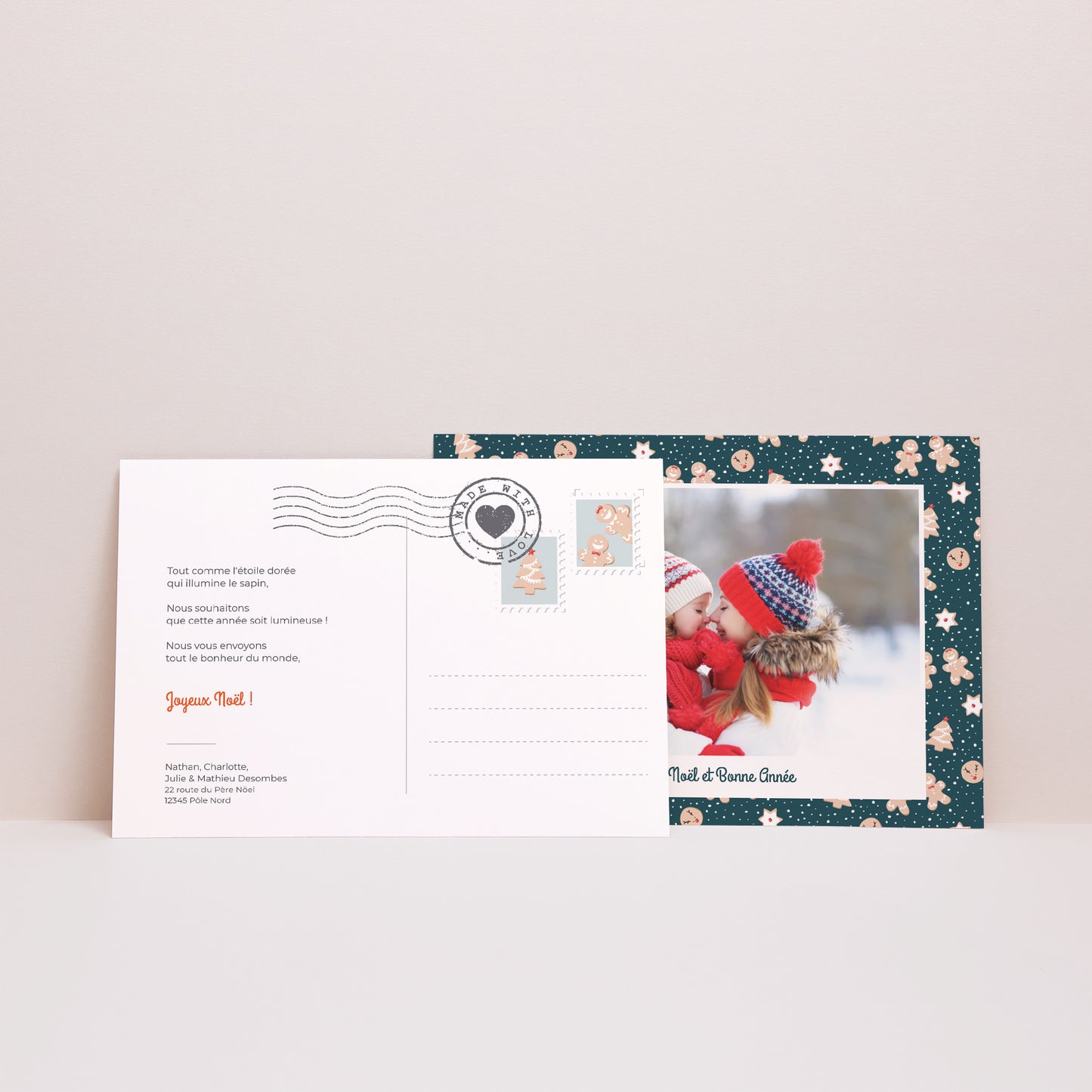 Carte de voeux Fin d'année Paysage Biscuits de Noël photo N° 2