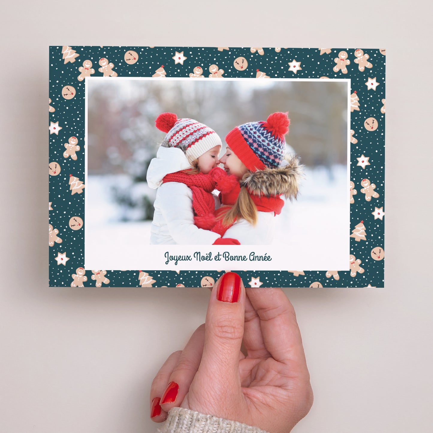 Carte de voeux Fin d'année Paysage Biscuits de Noël photo N° 3