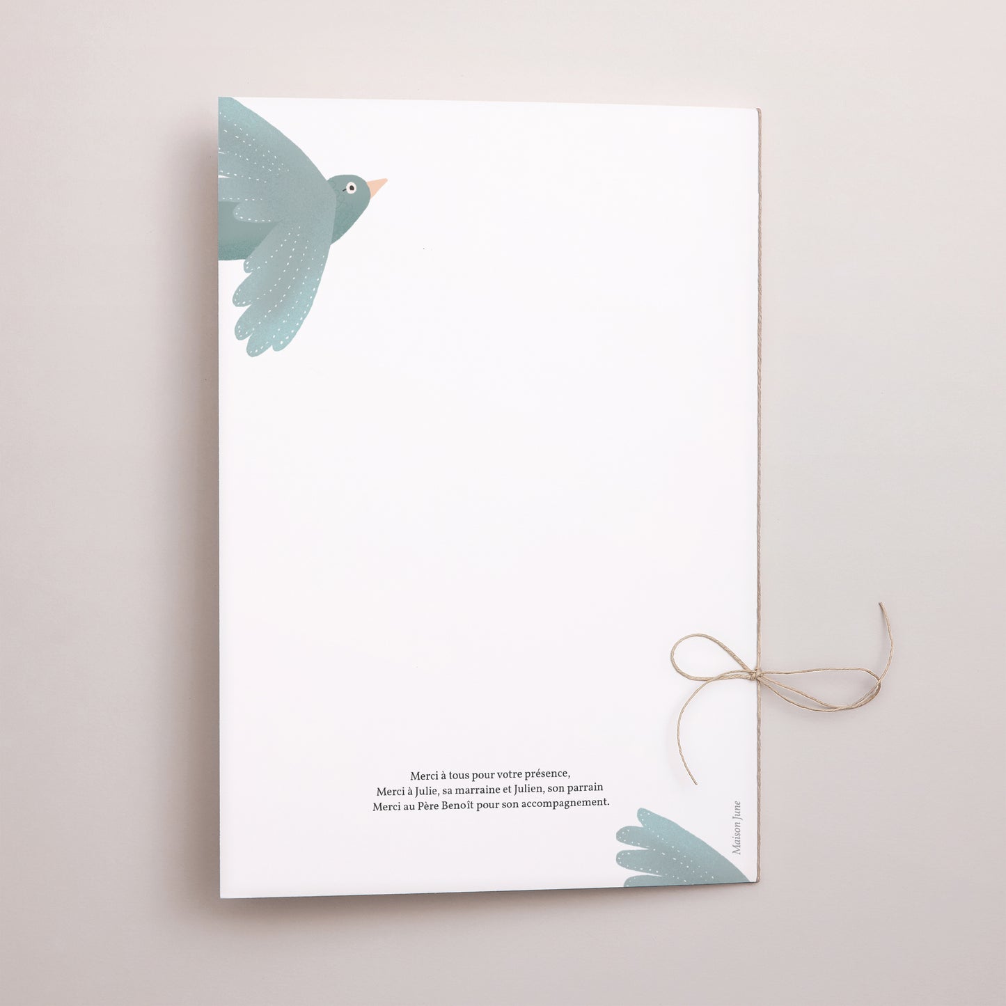 Livret de messe Baptême Double volet Oiseau bleu photo N° 3