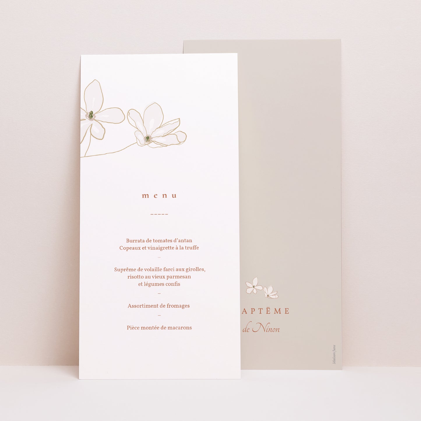 Menu Communion Panoramique portrait Fleur d'esprit, japonisant photo N° 1