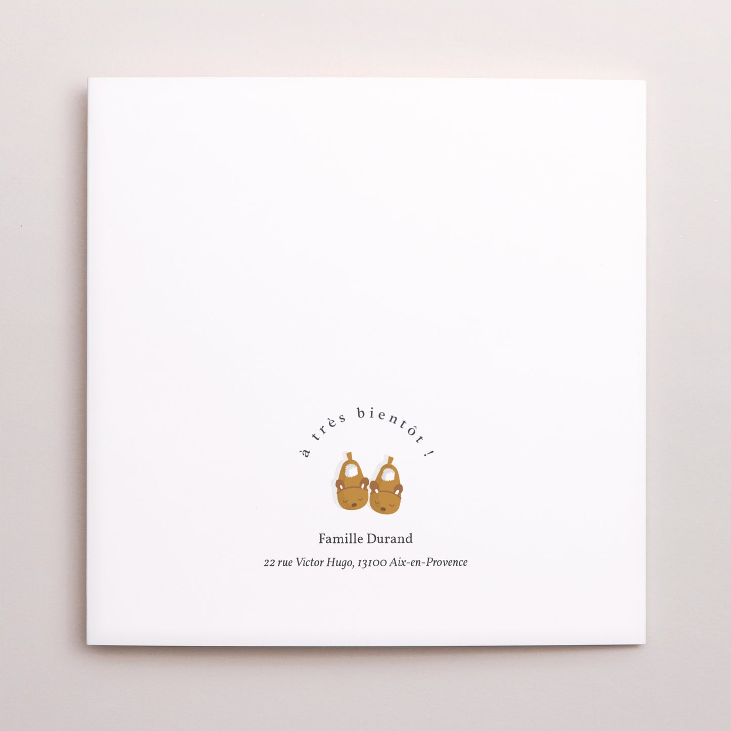 Faire-part Naissance Carré double volet Famille chausson photo N° 3